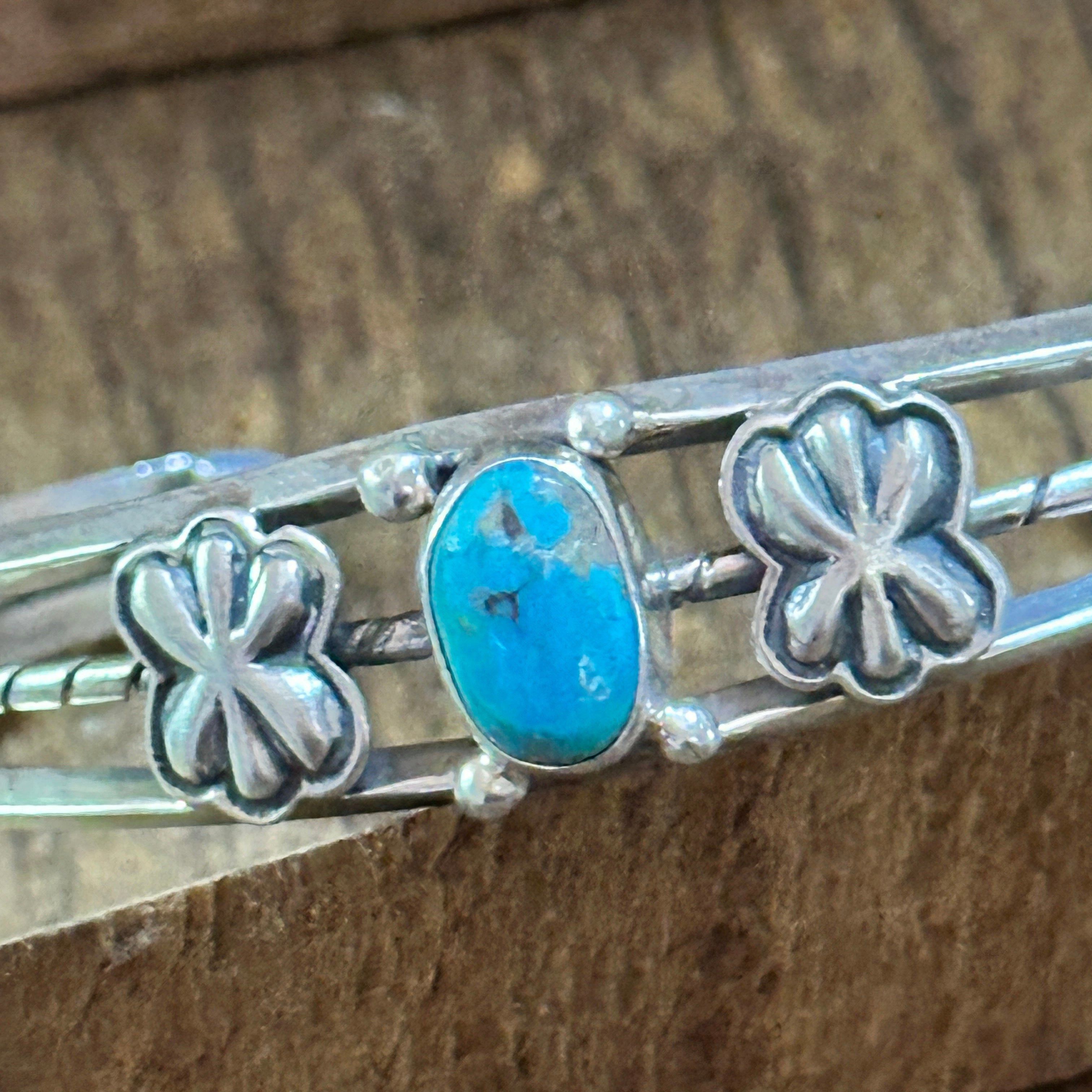 Other Navajo Sterling Cuff & Kingman Turquoise Floral Cuff Bracele Size ONE SIZE - 7 Thumbnail