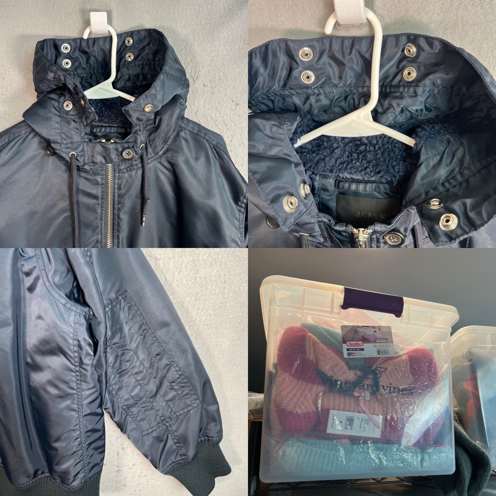 J.Crew J. Crew Mens Blue Hooded Bomber Jacket Large Nylon/Polyester Ribbed Hem & Cuffs Size US L / EU 52-54 / 3 - 8 Thumbnail