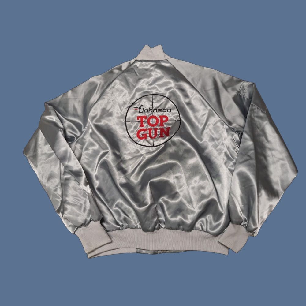 Champion VINTAGE 80s Satin Jacket Johnson Outboards Ohau Hawaii Champion Top Gun Men M Gray Satin Jacket - 80s Theme Mens Size US M / EU 48-50 / 2 - 1 Thumbnail