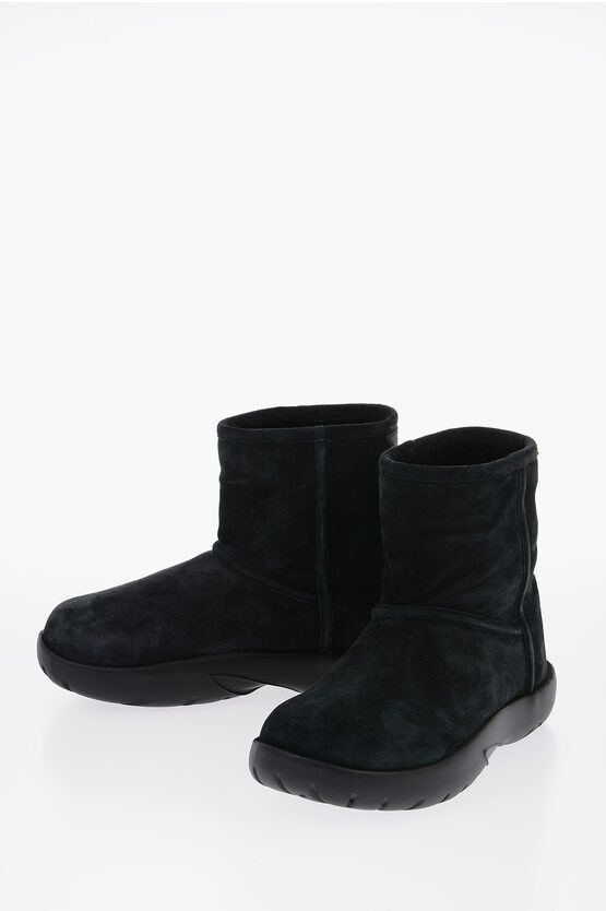 Shearling Snap Ankle Boots with Logo Application