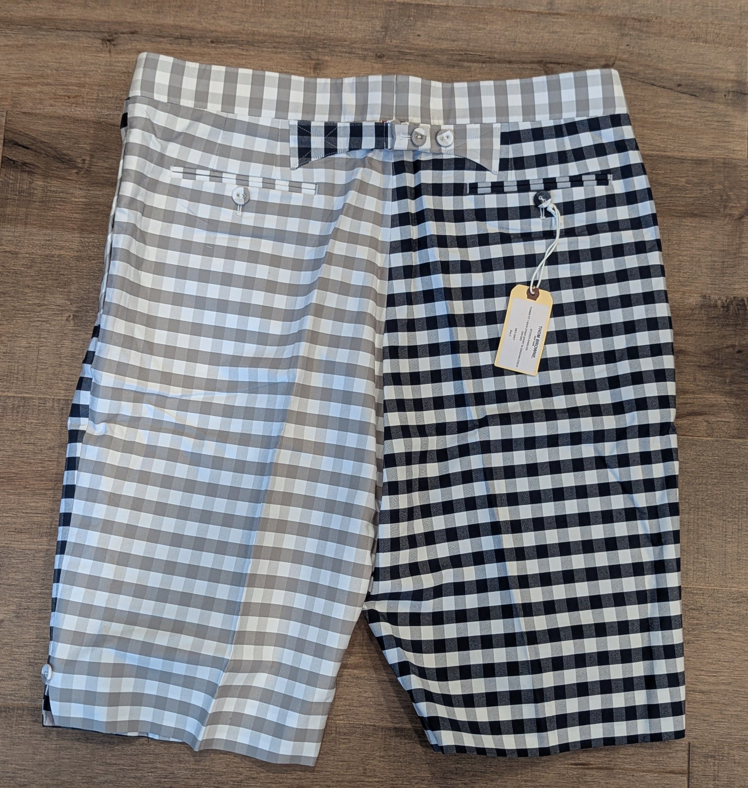 Thom Browne THOM BROWNE Gingham Check Cotton Shorts Gray Mix 2 - Medium Size US 32 / EU 48 - 3 Thumbnail