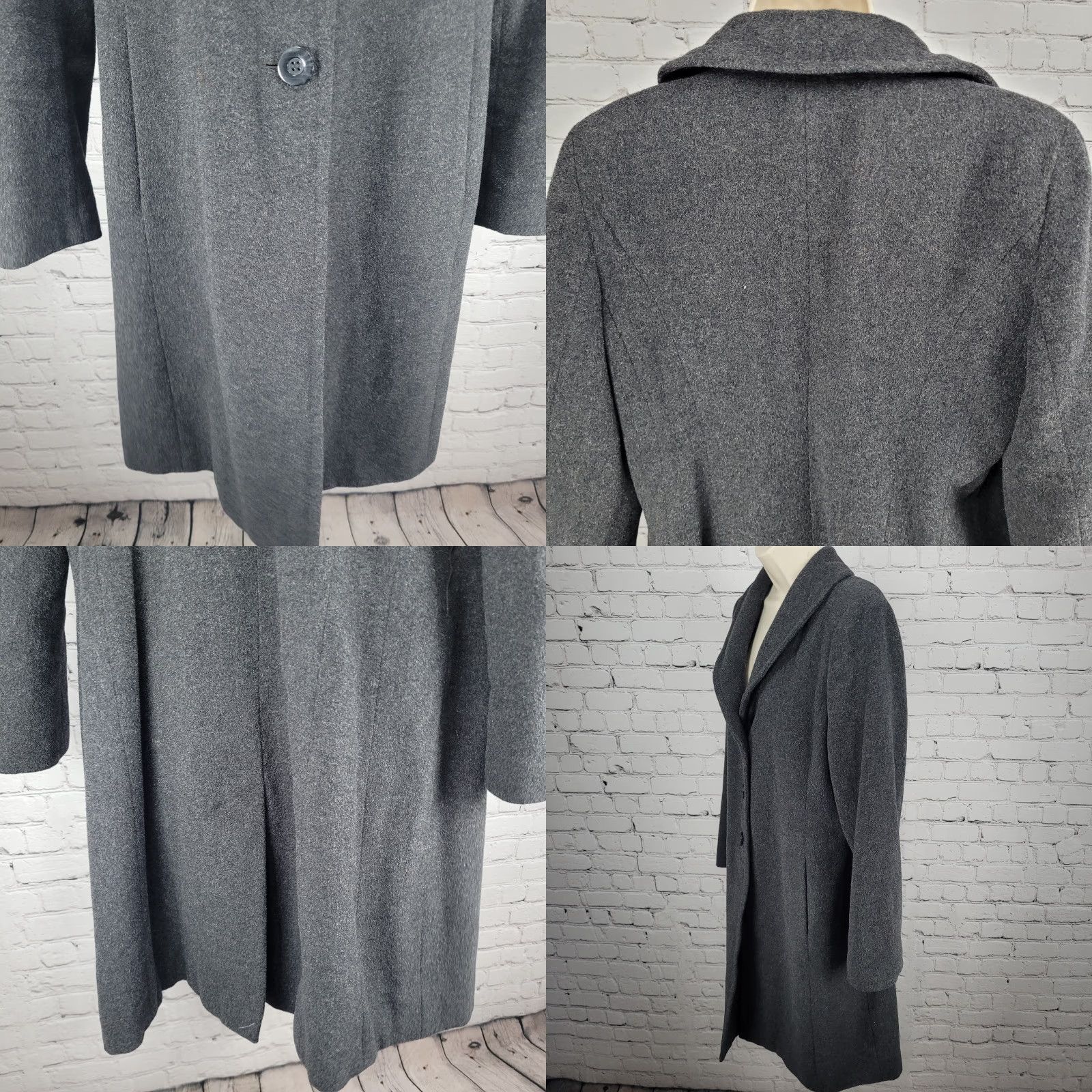 Ann Taylor VINTAGE Ann Taylor Grey Wool Blend Buttoned Shawl Collar Lined Over Coat Size 8 Size M / US 6-8 / IT 42-44 - 8 Thumbnail