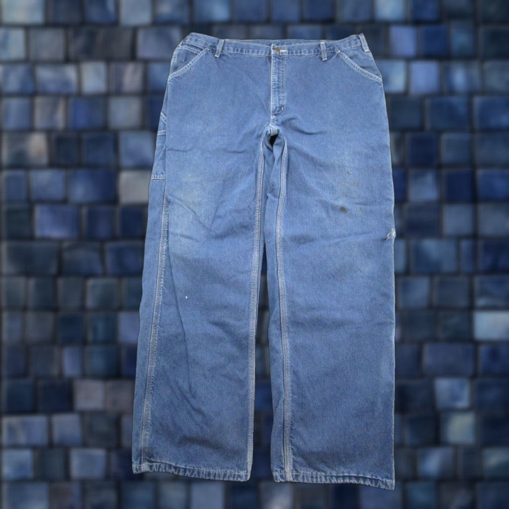 Carhartt VINTAGE Carhartt Jeans Mens Flannel Lined Blue Denim Carpenter Size 42x32 B14DST Worn Size US 42 / EU 58 - 1 Thumbnail