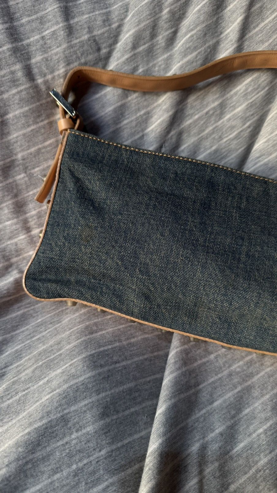 Fendi Fendi Blue/Beige Denim and Leather Baguette Bag Size ONE SIZE - 10 Thumbnail