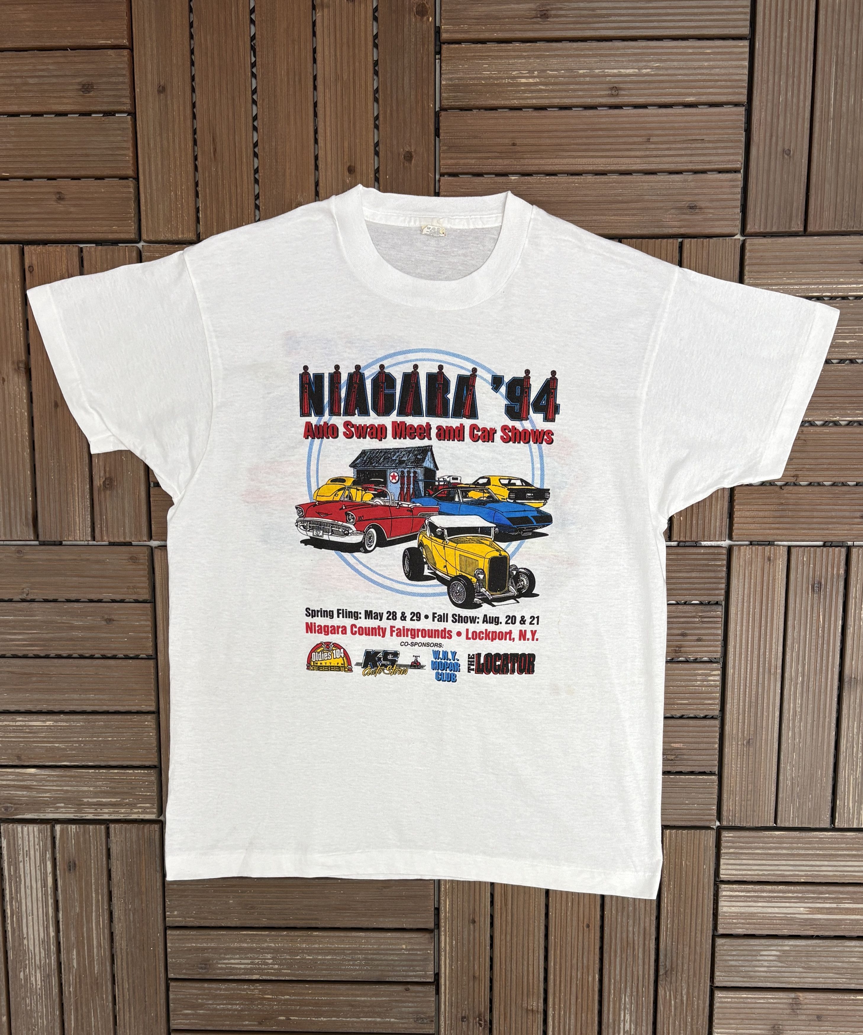 Vintage Niagara '94 Auto Swap Car Shows Vintage White T-Shirt Tee Size US XL / EU 56 / 4 - 1 Thumbnail