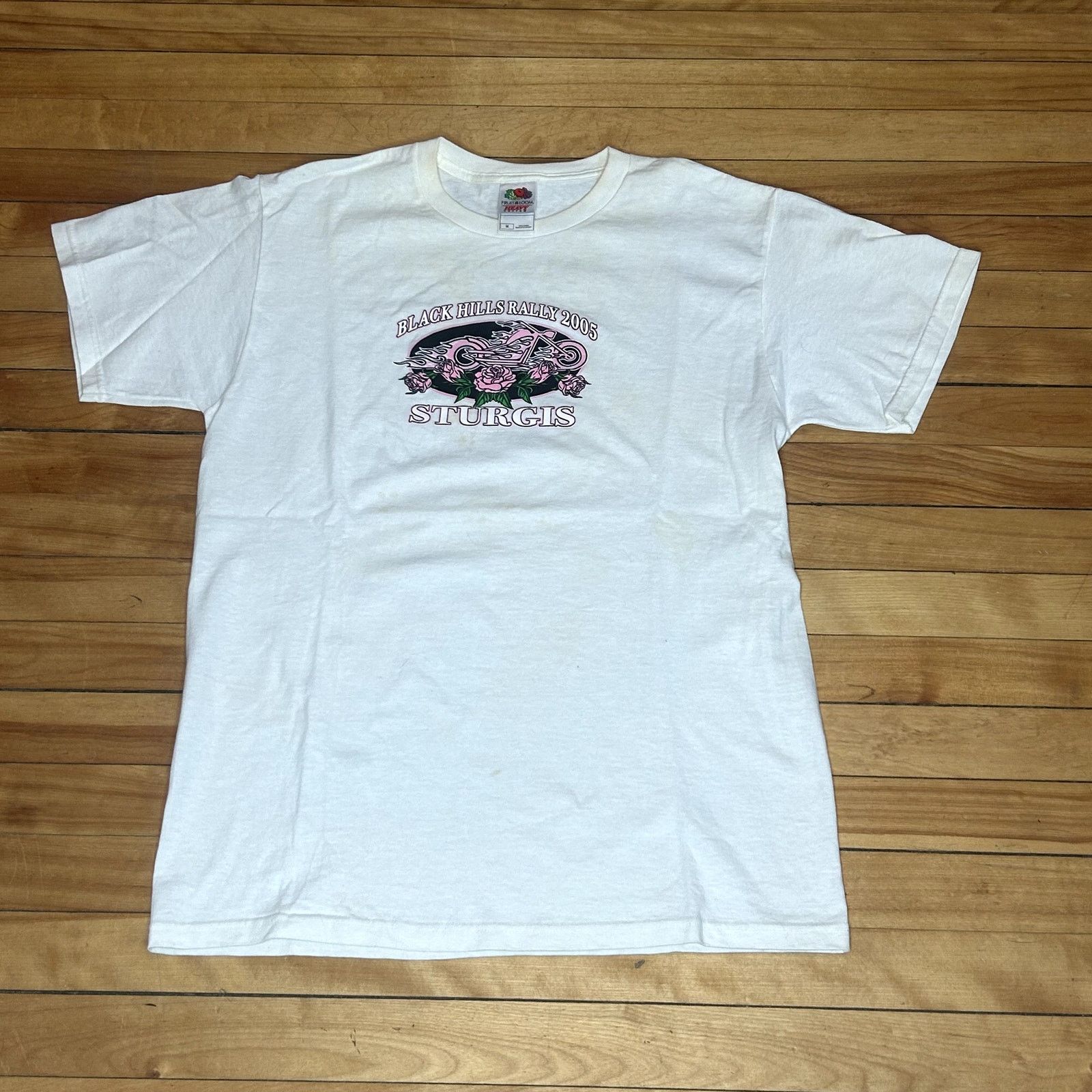 Fruit Of The Loom Y2K Sturgis Pink T-Shirt Medium Size US M / EU 48-50 / 2 - 1 Thumbnail