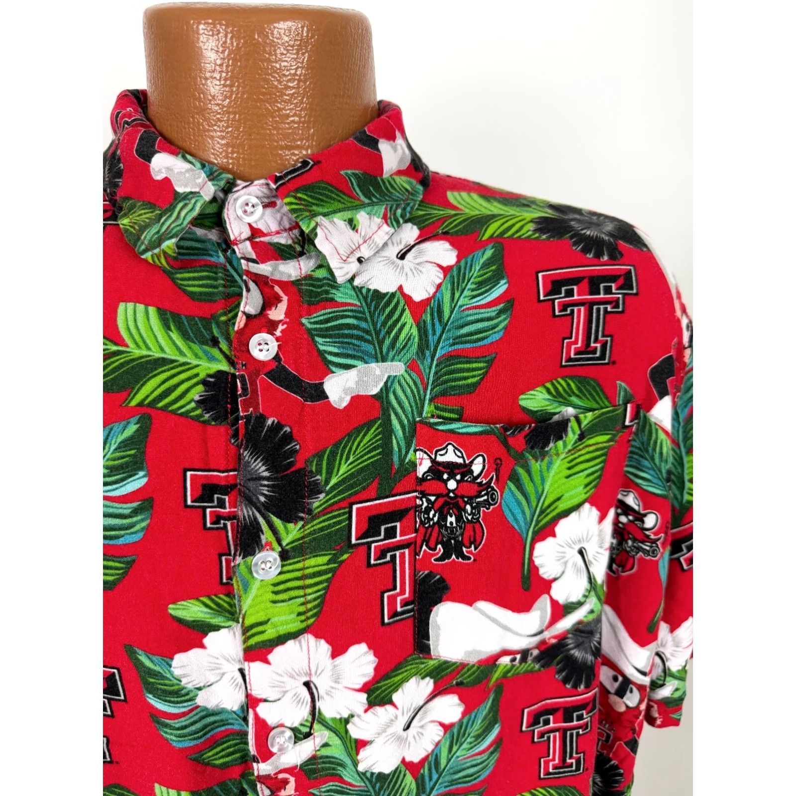 Vintage Texas Tech Hawaiian Shirt Men L Red Raiders College Football Rayon Size US L / EU 52-54 / 3 - 2 Thumbnail