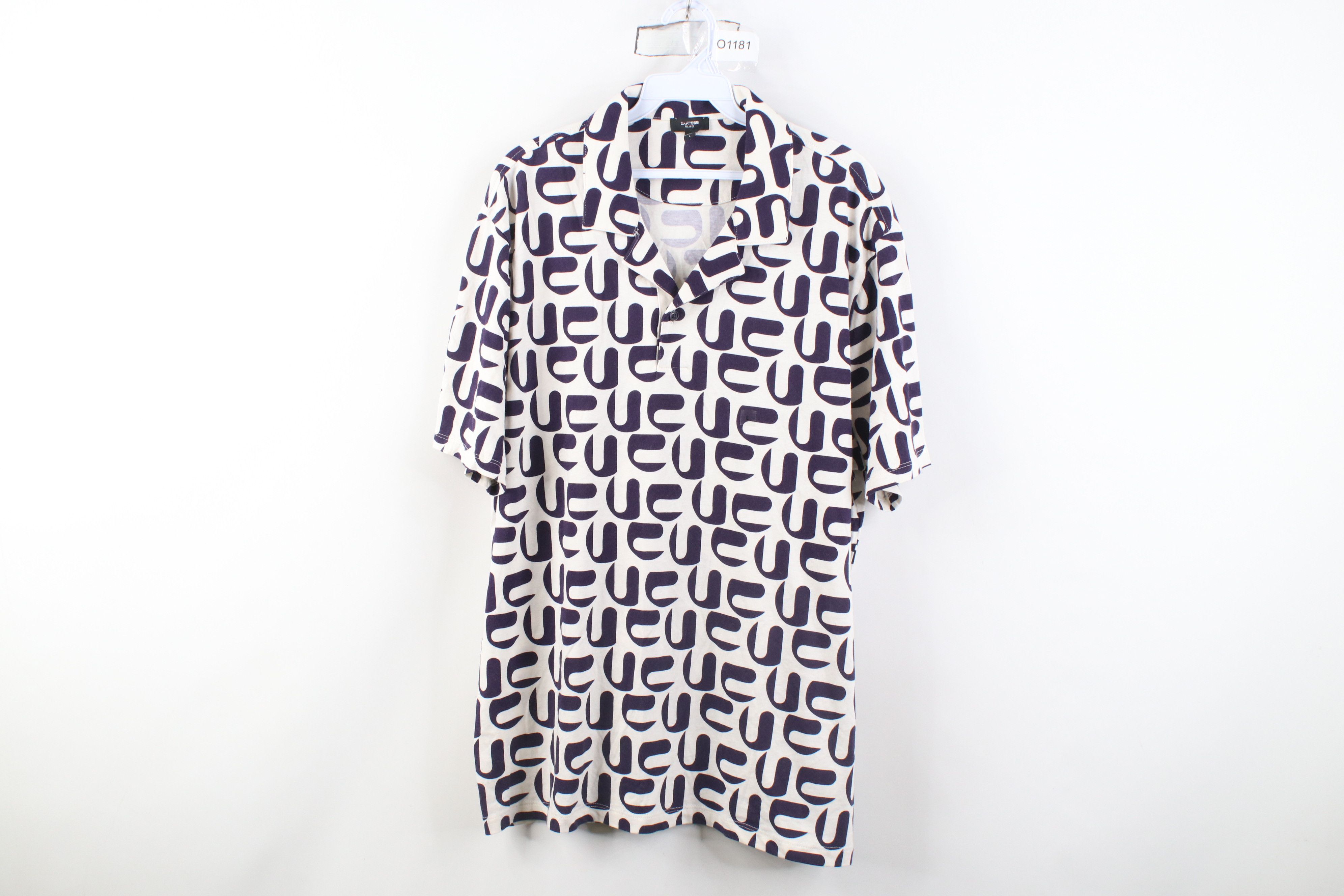 Express New Express Fit Camp Collar Geometric Collared Polo Shirt Size US L / EU 52-54 / 3 - 1 Thumbnail