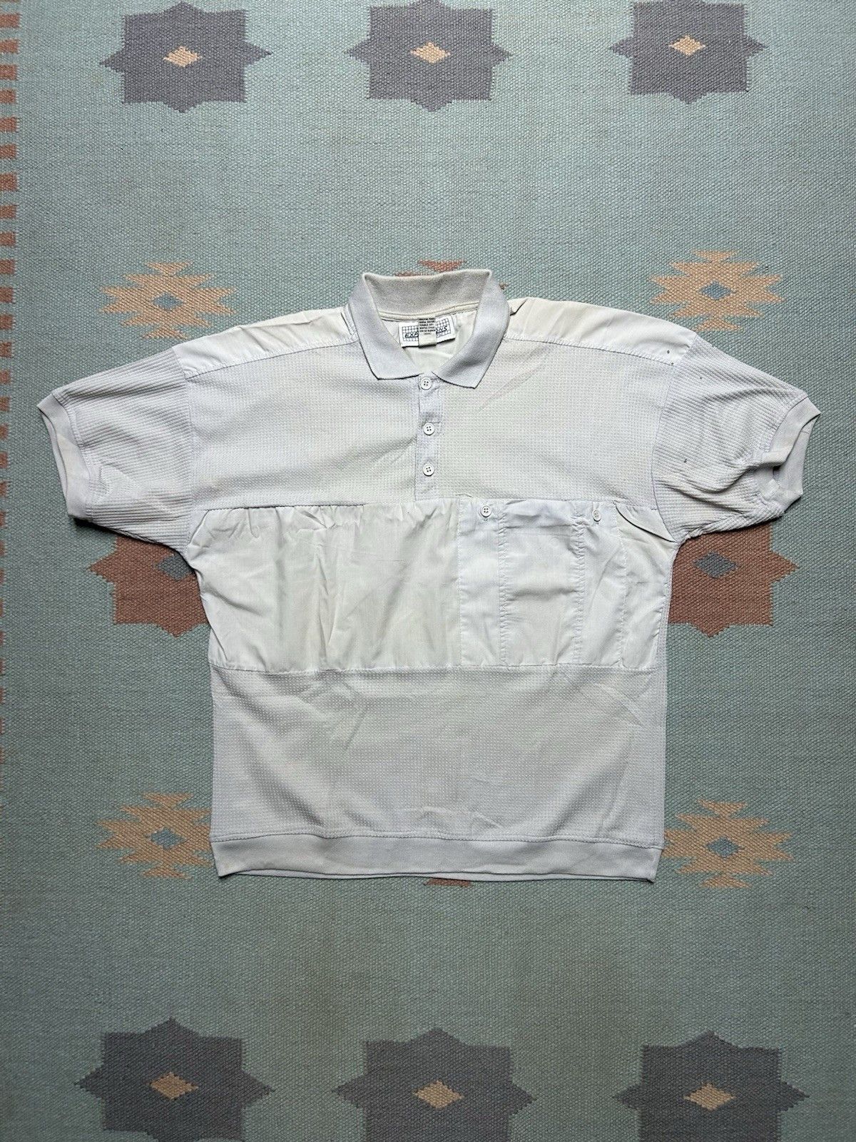 Vintage Vintage 80s polo shirt waffle knit mesh gray mod boxy medium Size US M / EU 48-50 / 2 - 1 Thumbnail