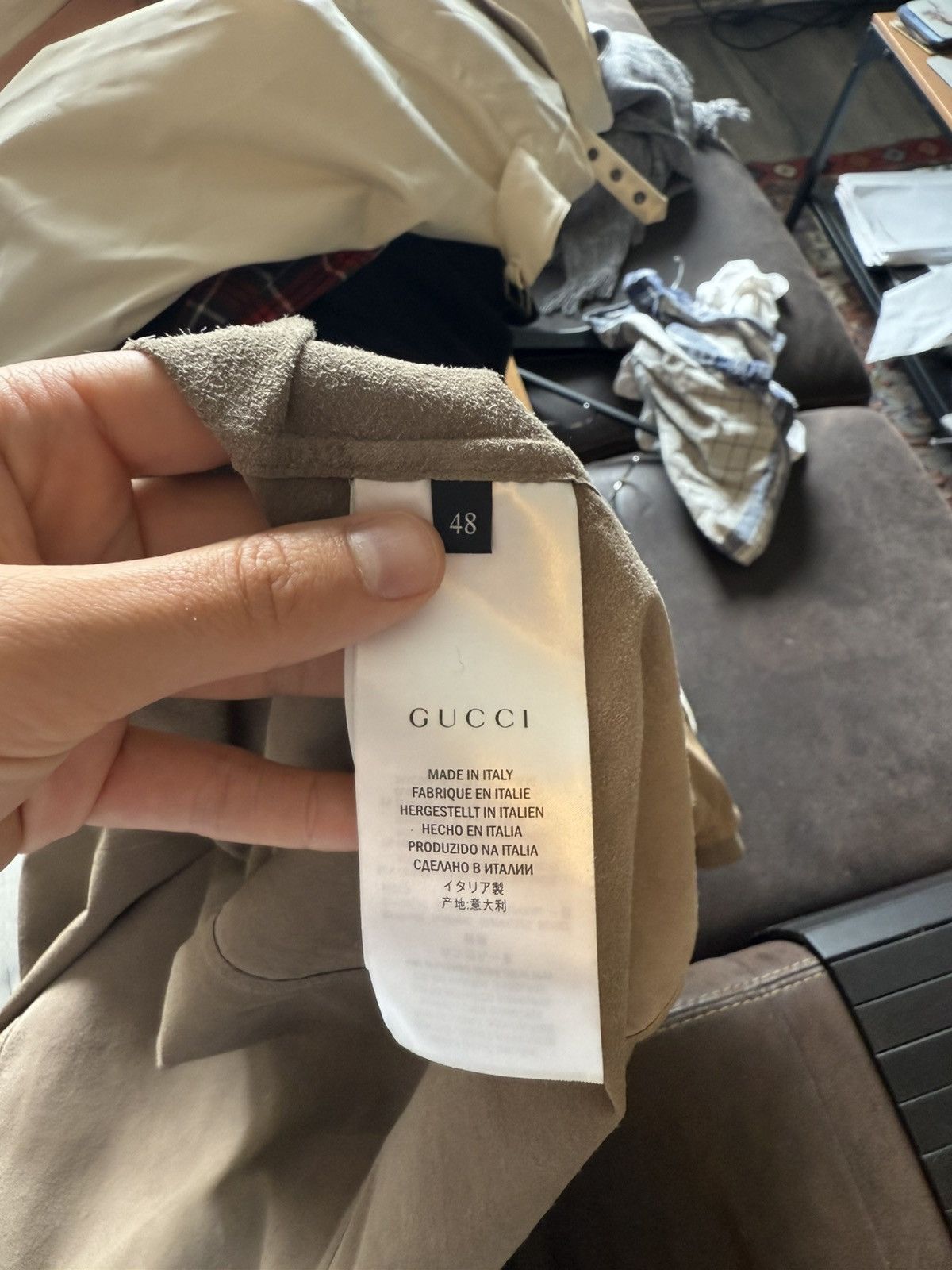 Gucci Kangaroo Leather Bomber Jacket in Olive Brown Size US M / EU 48-50 / 2 - 7 Thumbnail
