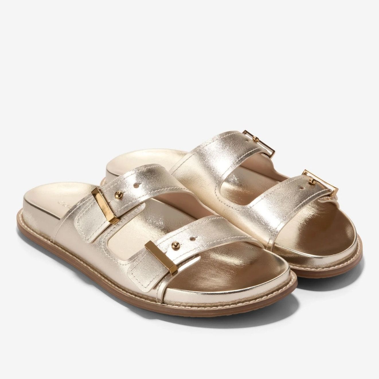 Cole Haan Cole Haan Women's Marisol Footbed Sandals Soft Gold Leather Size US 7 / IT 37 - 1 Thumbnail