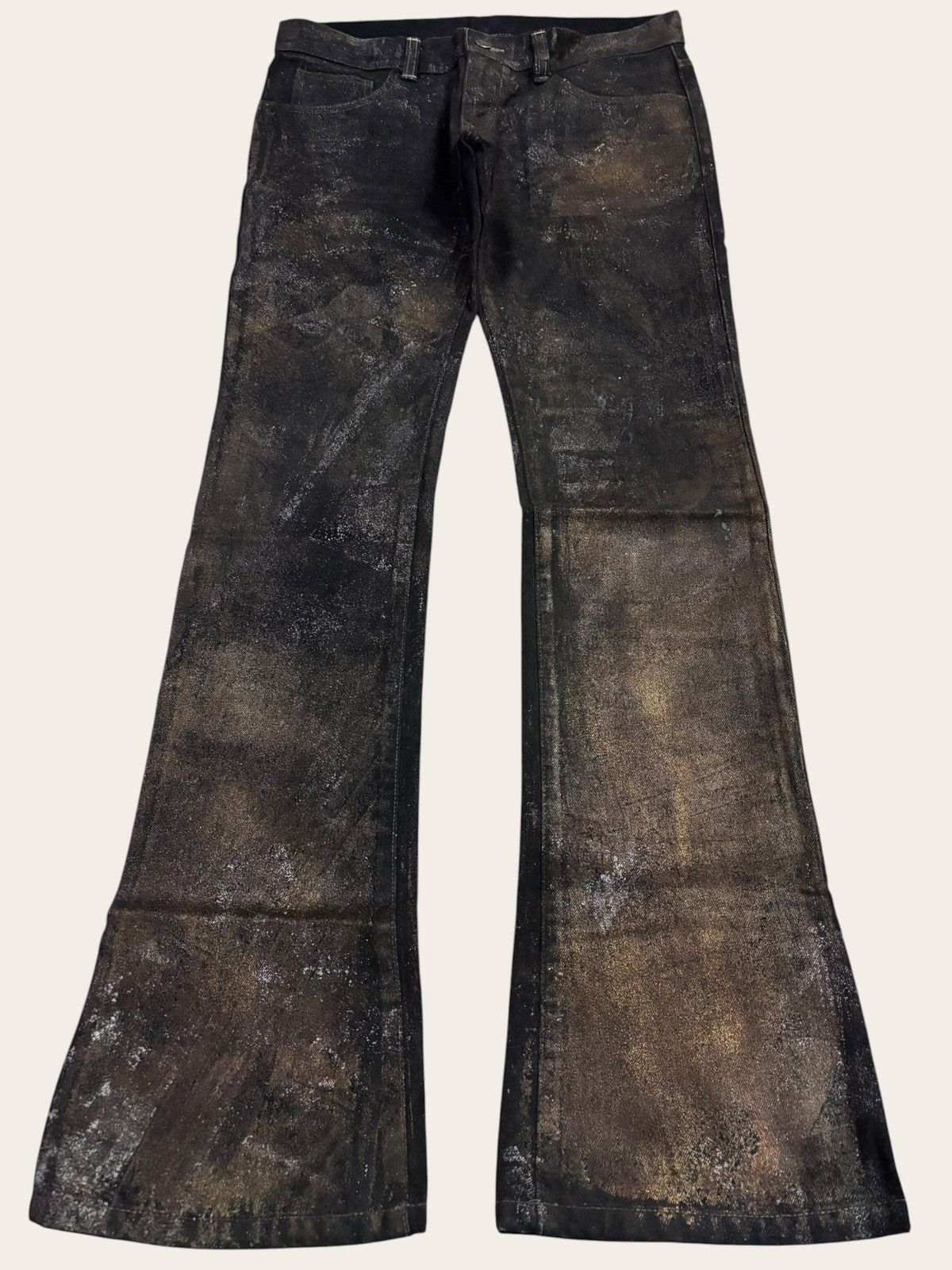 Tornado Mart Japan Denim Dior Waxed Jeans Inspired Gold Dust Flared Size US 33 - 1 Thumbnail