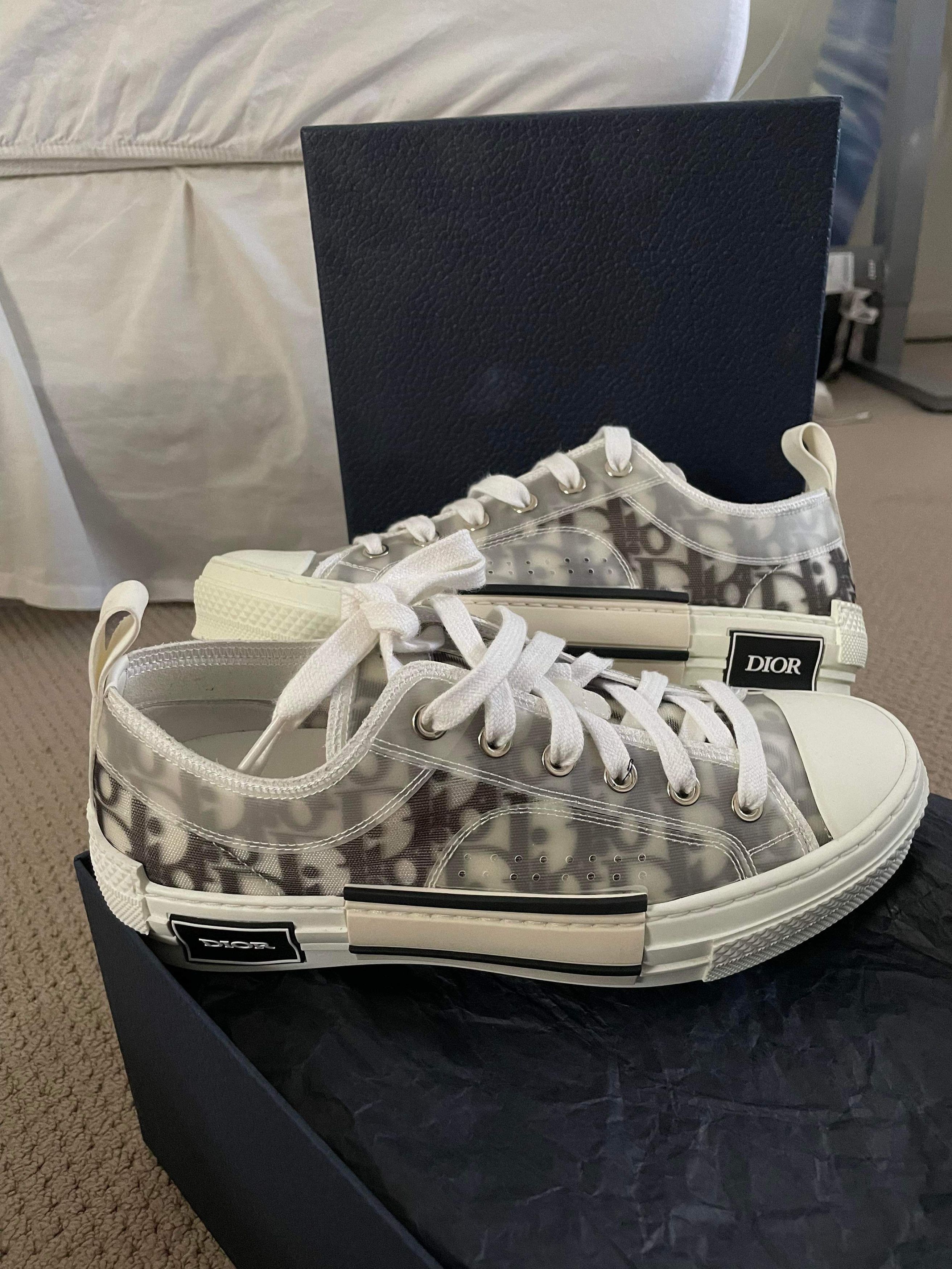 Dior Dior B23 White and Black Oblique Mesh Low-Top Sneakers | Grailed