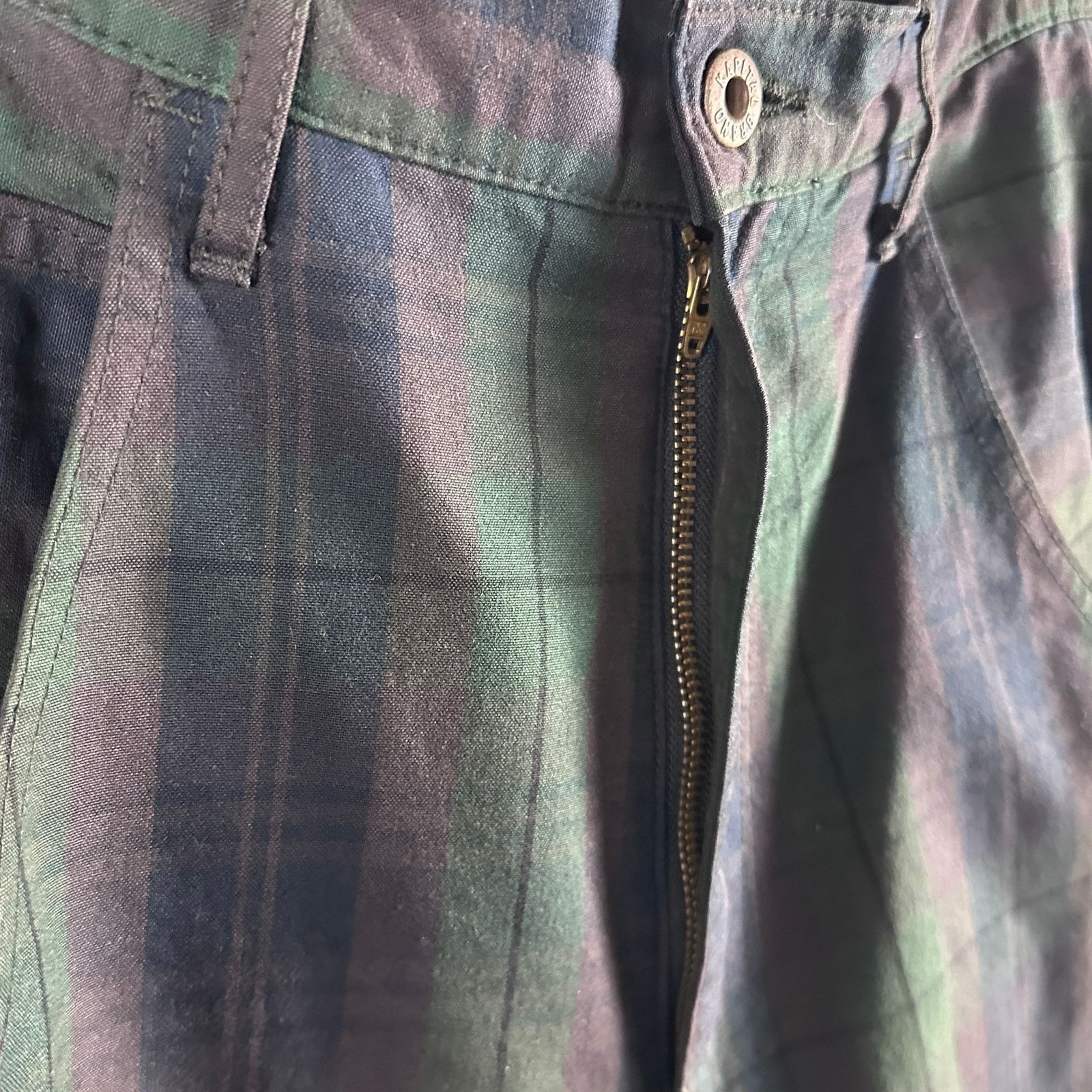 Kapital Green Plaid Buckle Back Pants Size US 33 - 10 Thumbnail