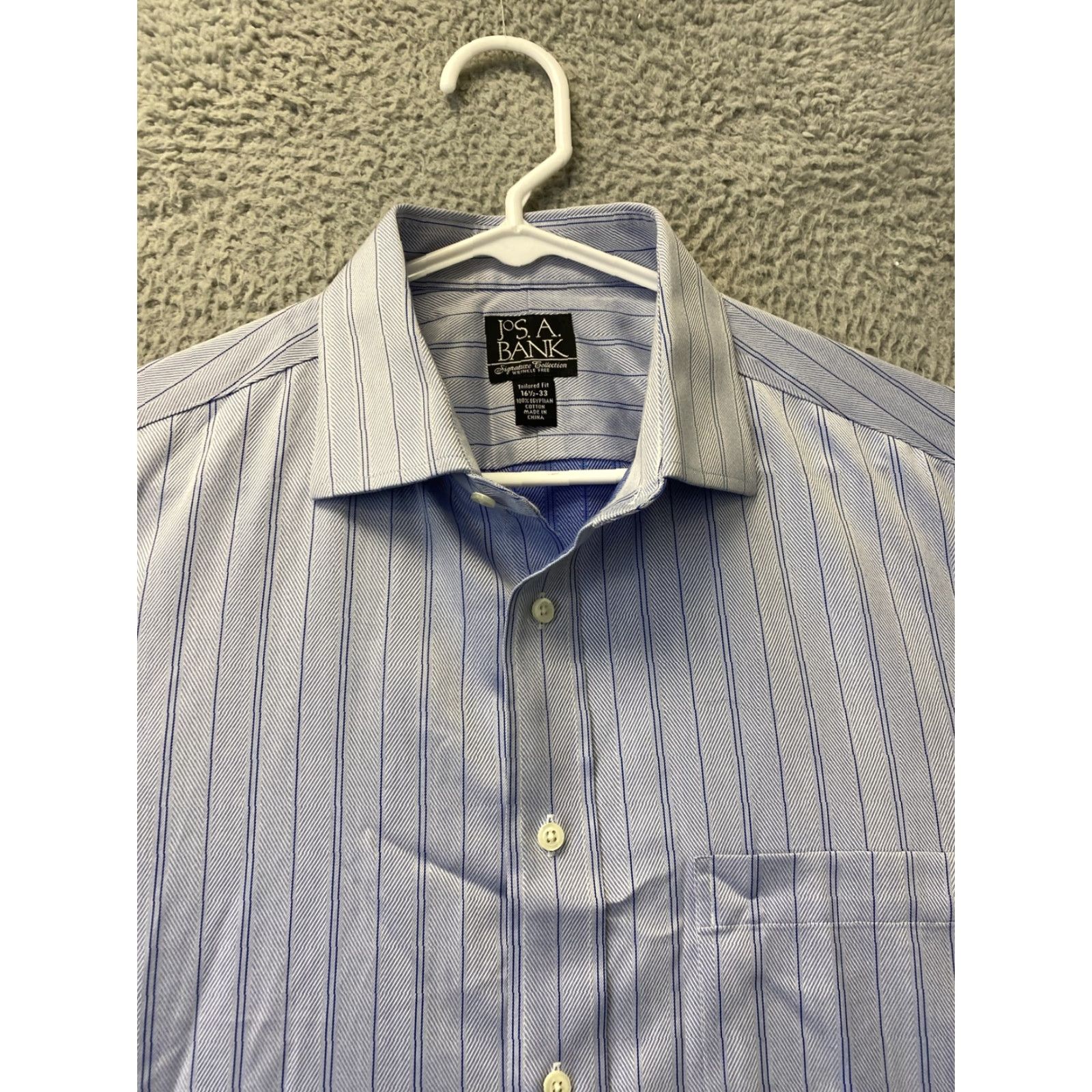 Jos. A. Bank Jos A Bank Dress Shirt Mens 16.5 33 Button Up Long Sleeve Sky Blue Regular Button-Down Collar Mens Shirt” Size 42R - 3 Thumbnail