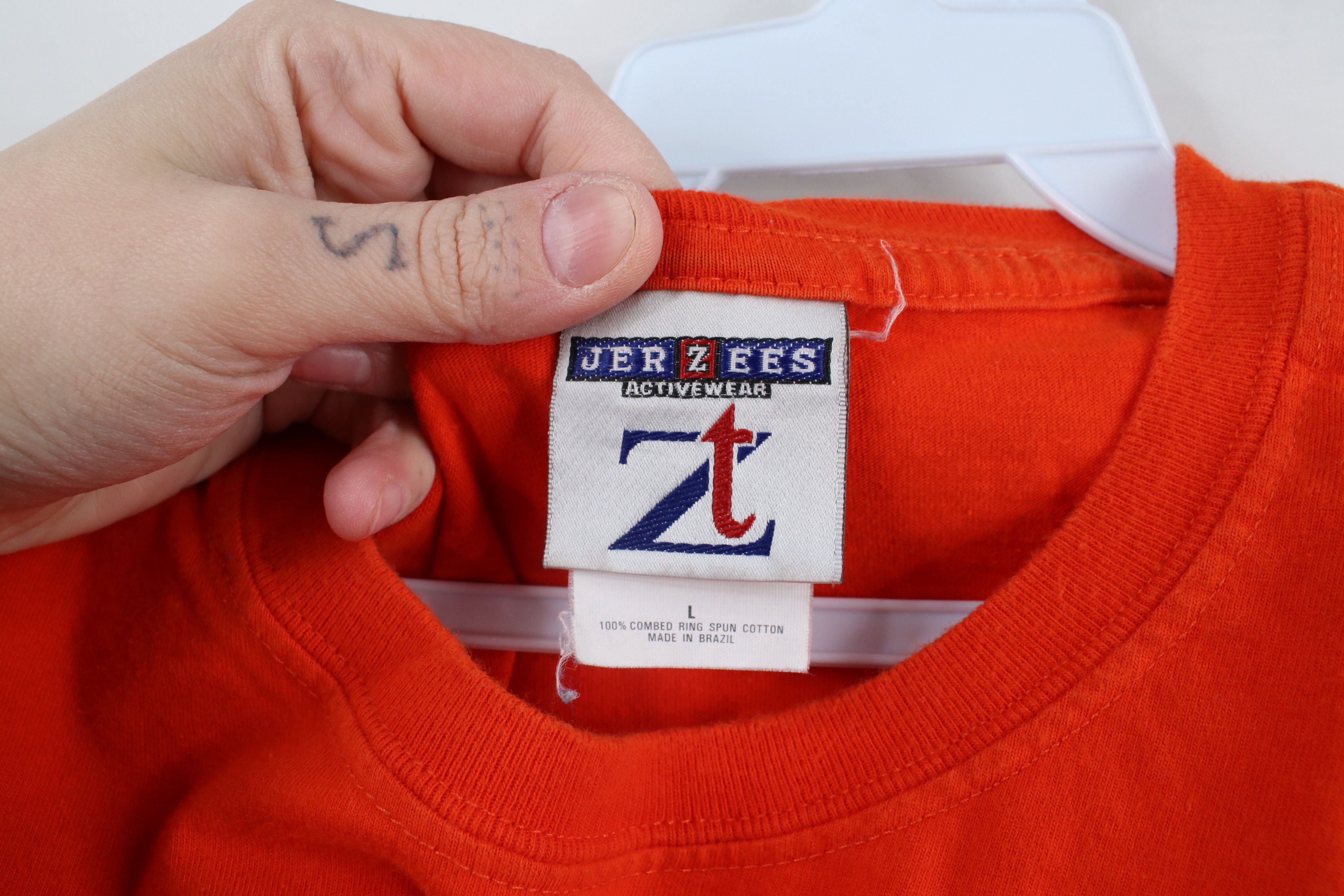 Vintage Vintage 90s Streetwear Blank Heavy Cotton T-Shirt Orange Size US L / EU 52-54 / 3 - 6 Thumbnail