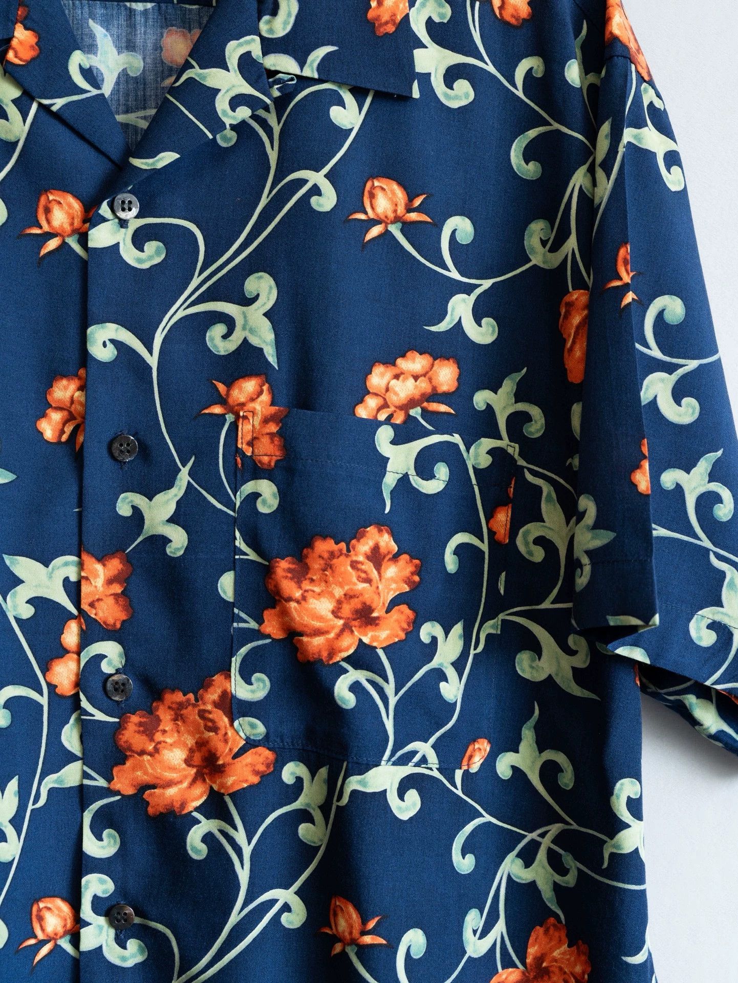 Yohji Yamamoto Yohji Yamamoto 01SS Peony Vine Cuban Collar Shirt Size US L / EU 52-54 / 3 - 4 Thumbnail