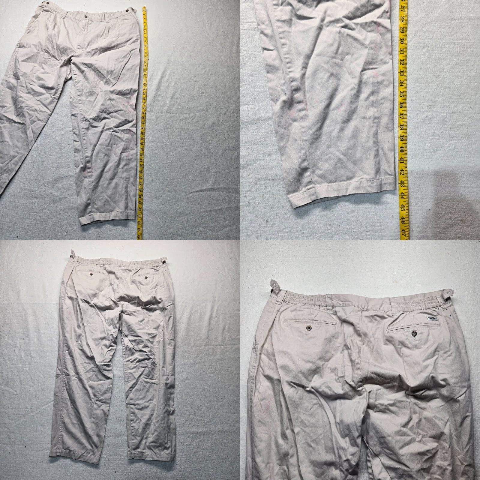 Vintage Classics Beige Brown Kaki Casual Pants Adult Men's 46 x 32 Pants, Beige, Cotton, Regular, Dress, Mens Size US 30 / EU 46 - 8 Thumbnail