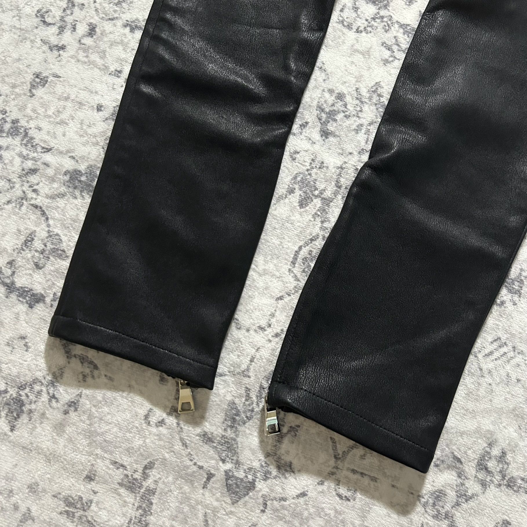Balmain AW10 Leather Moto Biker Pants
