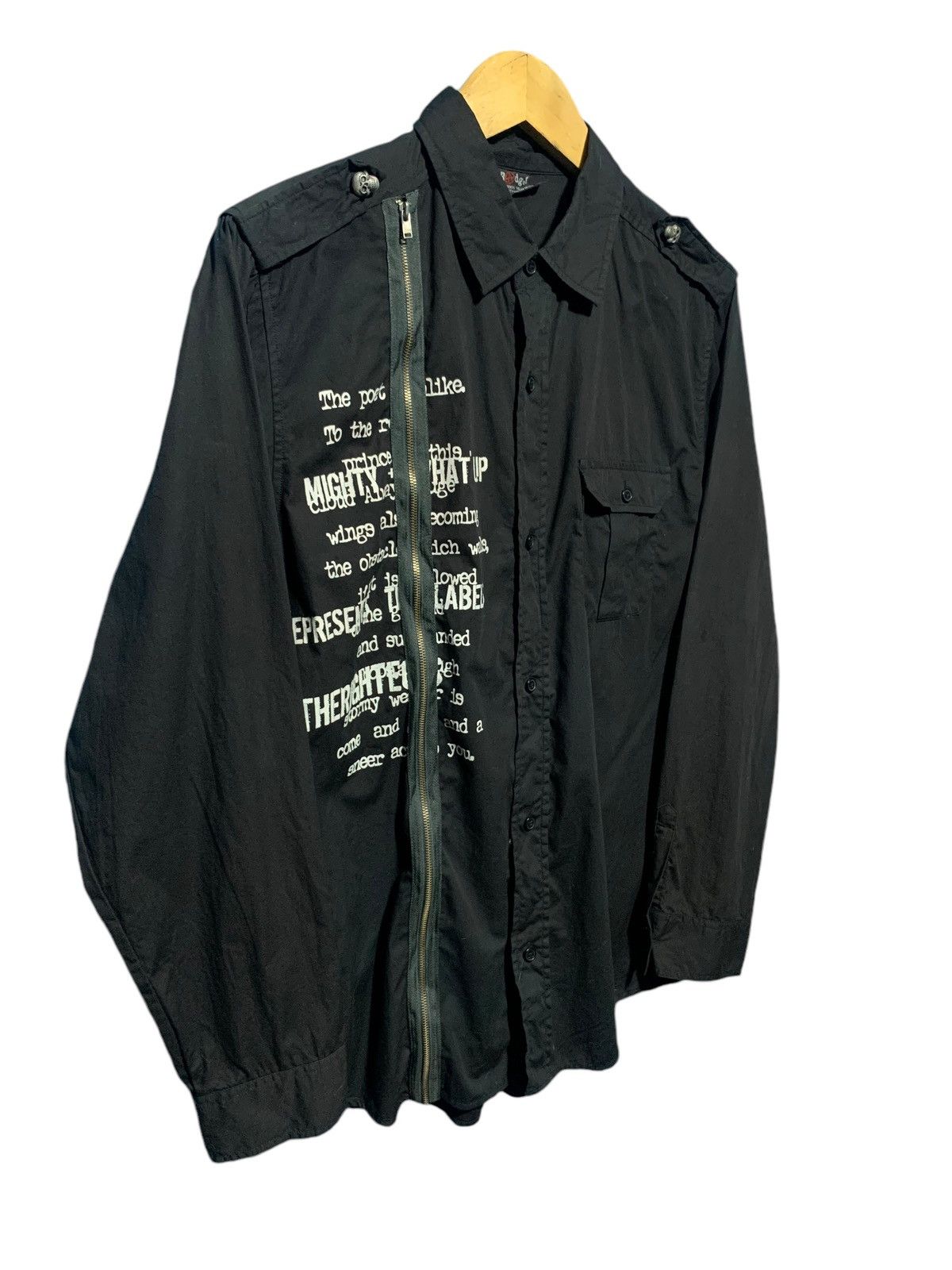 Yohji Yamamoto Badger skull poem rock punk zipper button shirt Size US L / EU 52-54 / 3 - 2 Thumbnail