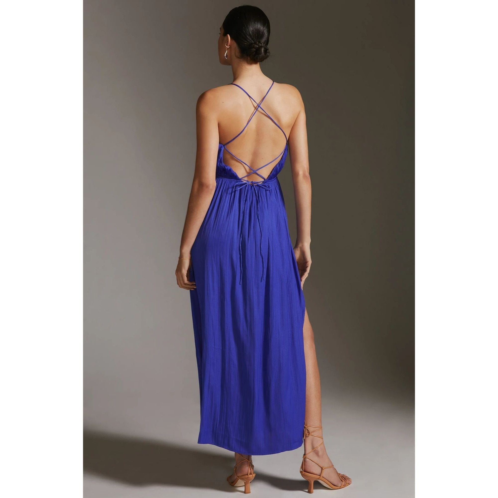 angelina maxi dress blue floral Angel Maternity Shoulder Tie Maxi Dress main image 0