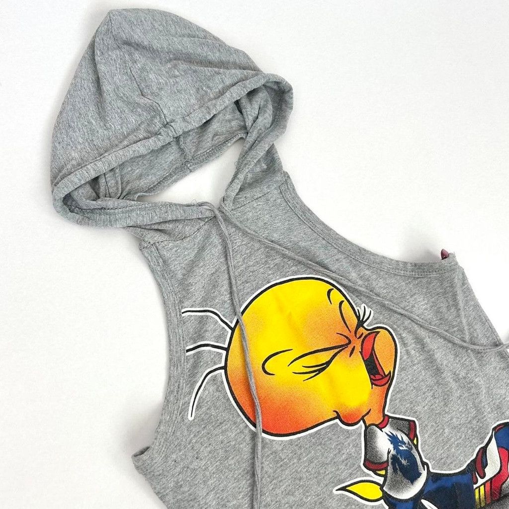 Vintage y2k euro tweety bird gray hooded tank top Size S / US 4 / IT 40 - 7 Thumbnail