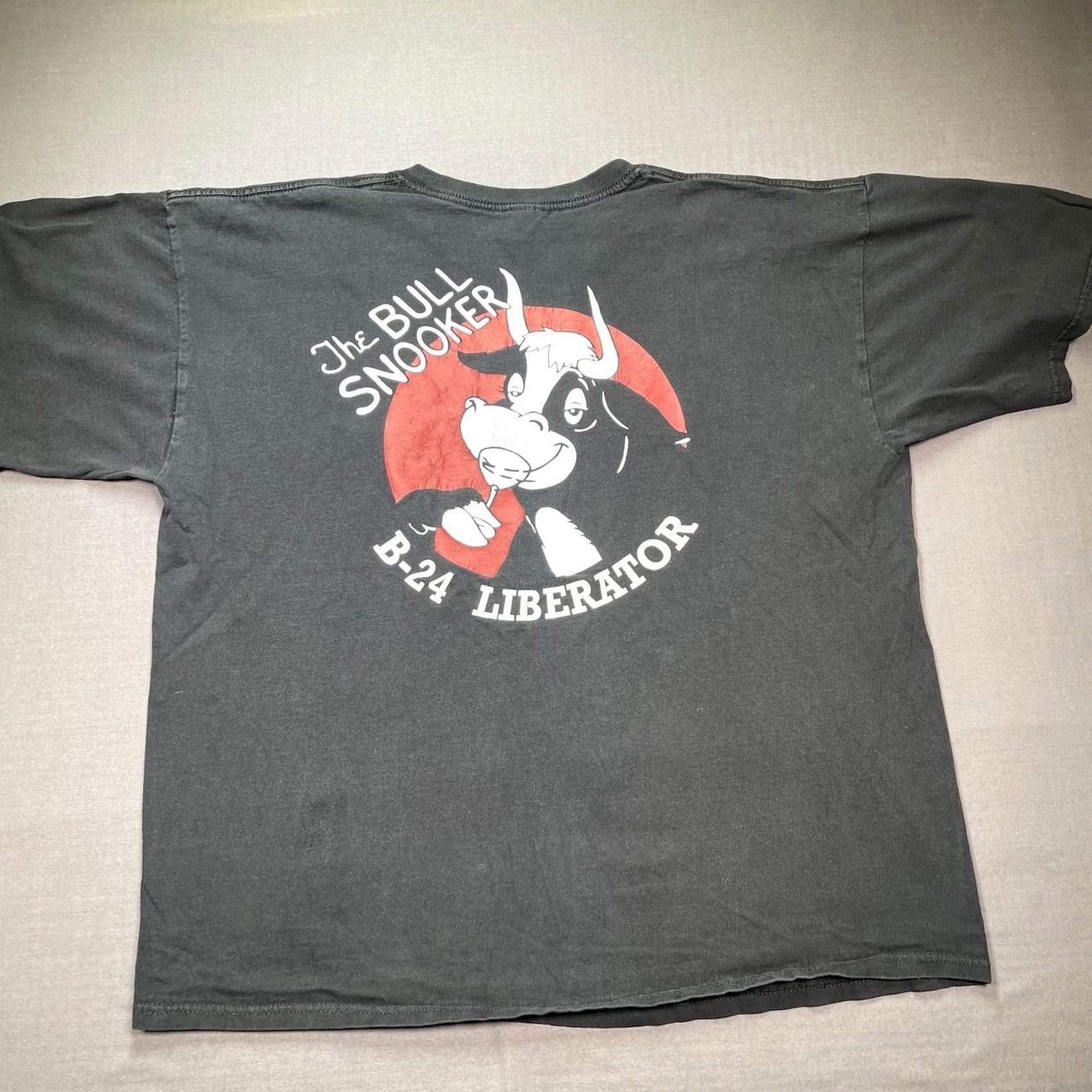 Vintage B24 Liberator Shirt Mens XL Military Plane Bull Snooker Consolidated Aircraft T-Shirt Crew Neck Short Sleeve Black Cotton Jersey Unbranded Regular Size US XL / EU 56 / 4 - 3 Thumbnail