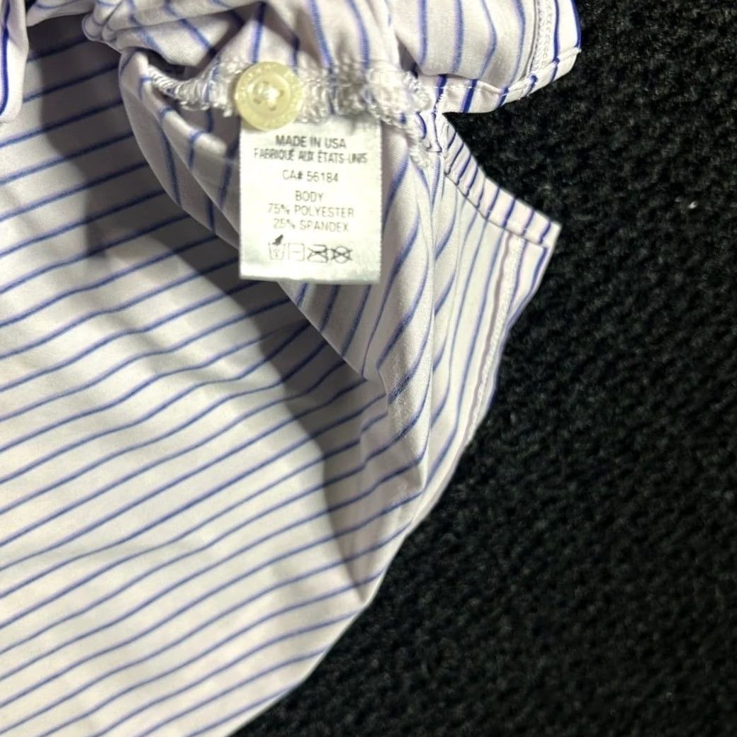 Vintage Draddy Sport Golf Polo Shirt Mens XL White Stripe Dry Fit Performance Shirt Size US XL / EU 56 / 4 - 5 Thumbnail