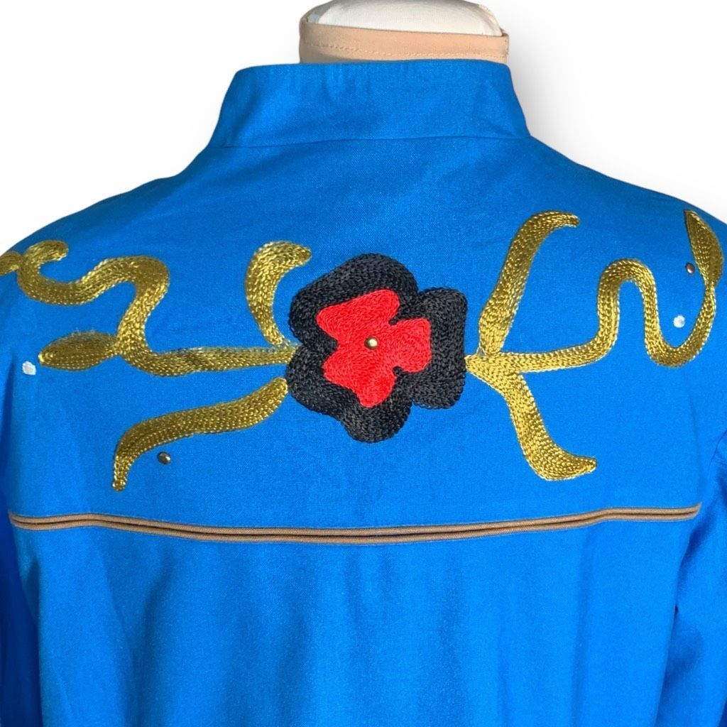 Vintage Vintage Indigo Moon Embroidered Blue Floral Embellished Asia Size XXL / US 16-18 / IT 52-54 - 4 Thumbnail