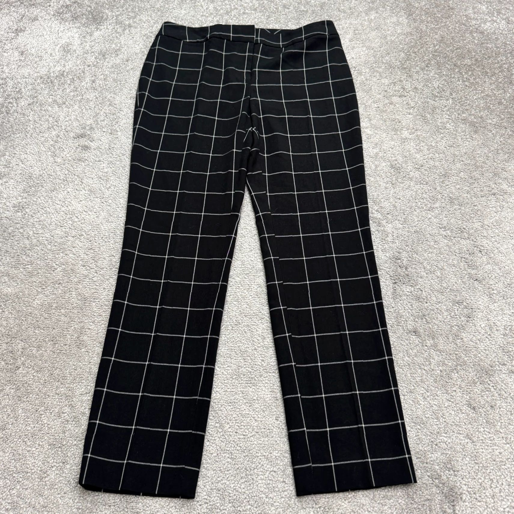 Calvin Klein Calvin Klein Windowpane Slim Fit Trouser Pants Womens 4 Black White Mid Rise NWT Size 27" / US 4 / IT 40 - 2 Thumbnail
