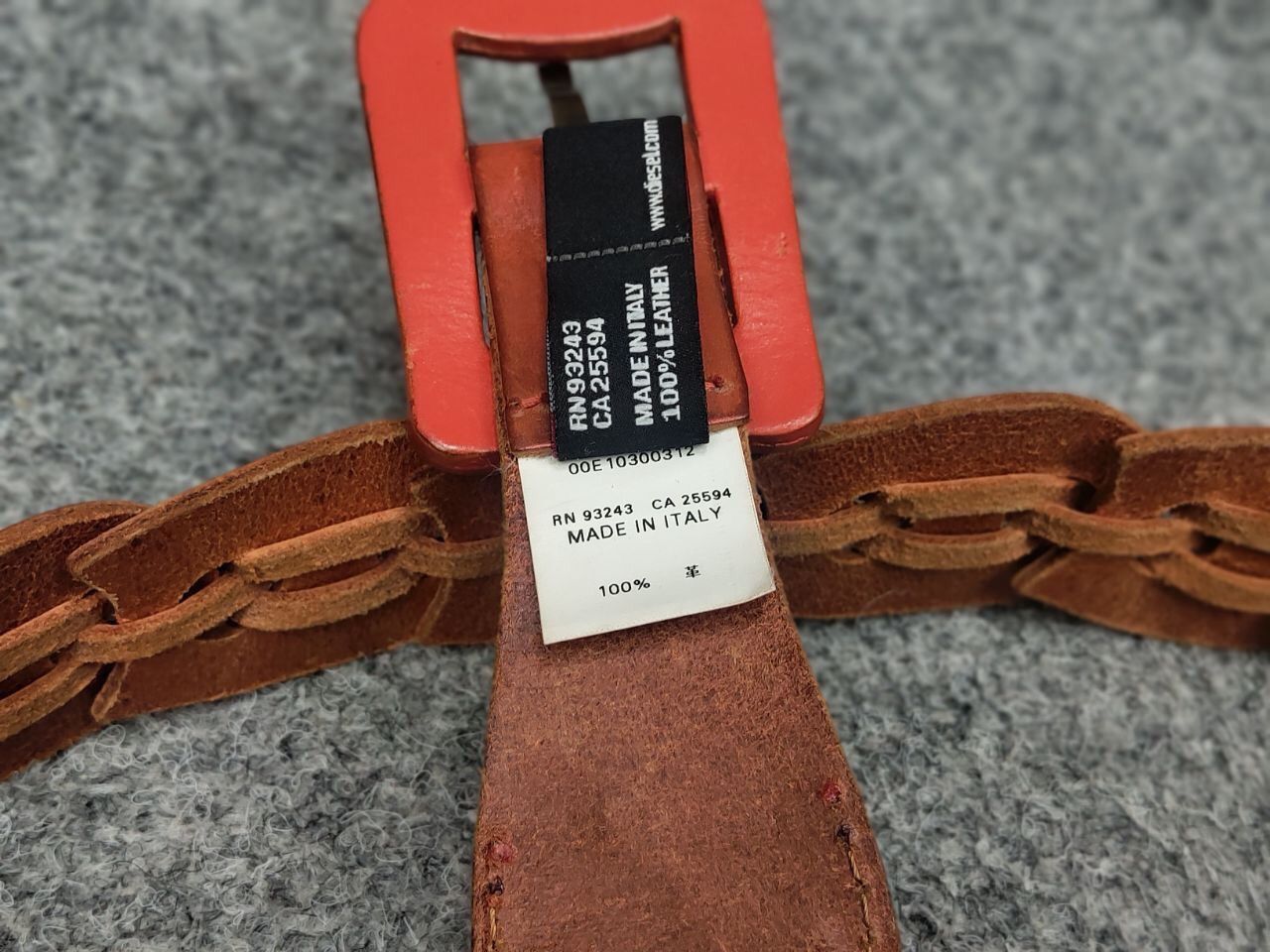 Diesel Vintage Diesel Brown Leather Braided Orange belt Y2K Style Size ONE SIZE - 13 Thumbnail