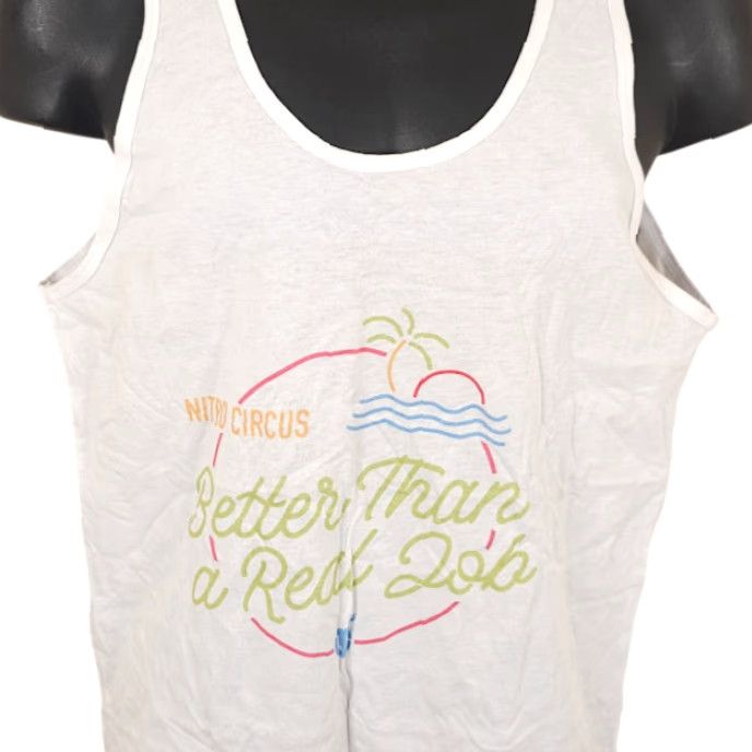 American Apparel Nitro Circus Tank Top Mens Size Medium White Better Than A Real Job Made In USA Shirt Mens Tank White Nitro Circus Motocross Racing 2010s Size US M / EU 48-50 / 2 - 2 Thumbnail