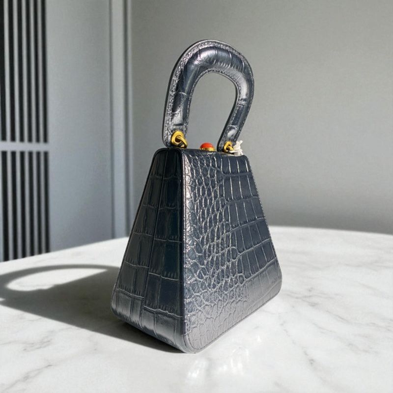 Staud STAUD Kenny Croc-Embossed Leather Top Handle Bag - Black Size ONE SIZE - 5 Thumbnail
