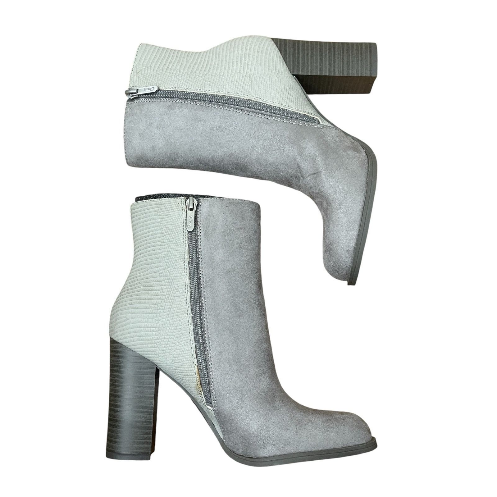 Sam Edelman Circus by Sam Edelman Grey Croc Embossed Suede Bootie Sz 8.5 Size US 8.5 / IT 38.5 - 13 Thumbnail