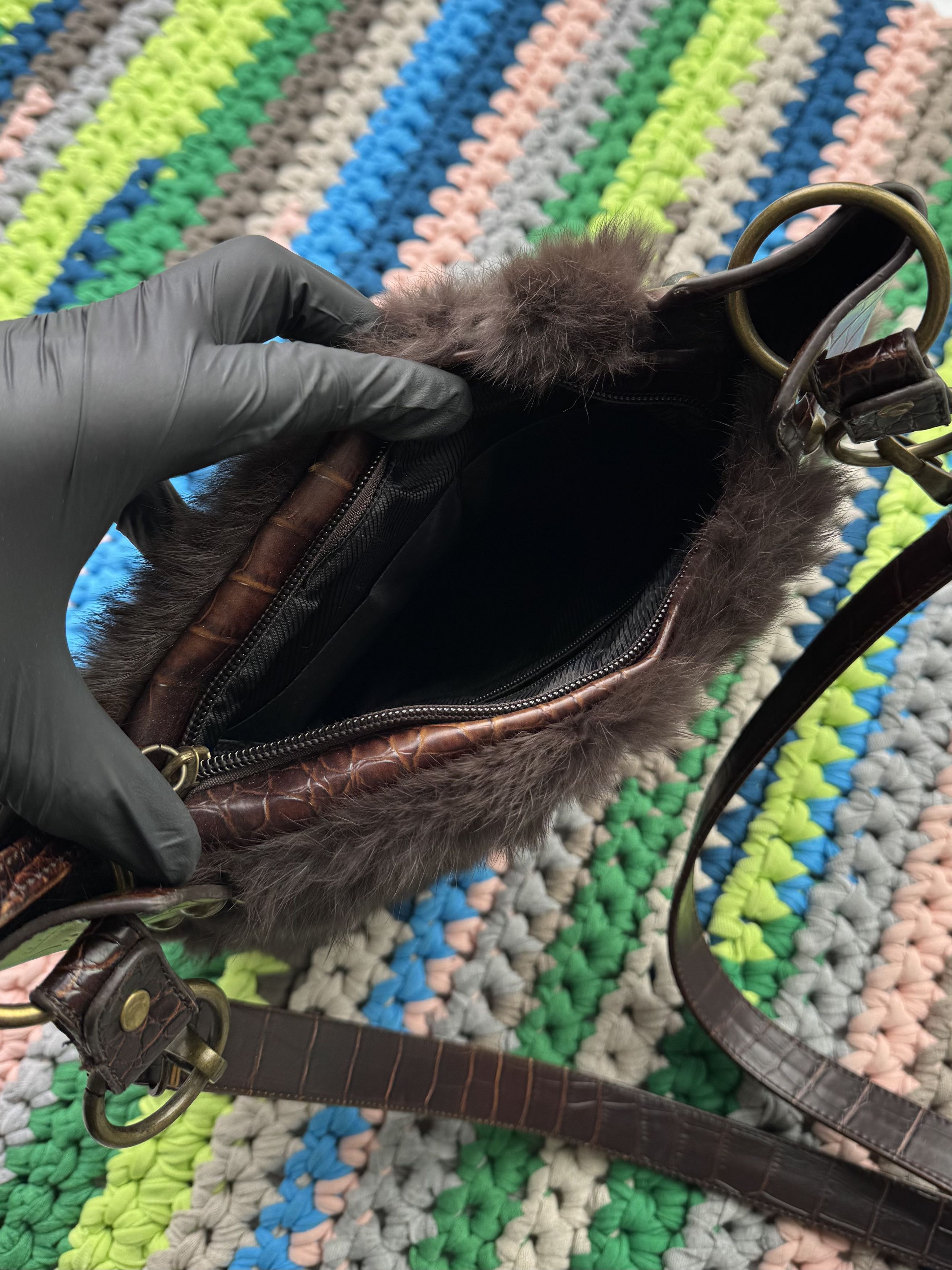 Japanese Brand Vintage Bag With Real Fur D15(ET1) Size ONE SIZE - 9 Thumbnail