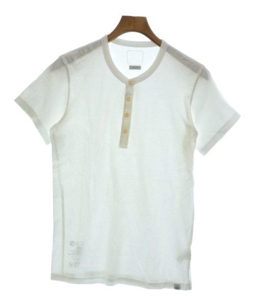 T-Shirts cut sew henley neck plain short sleeve cotton White