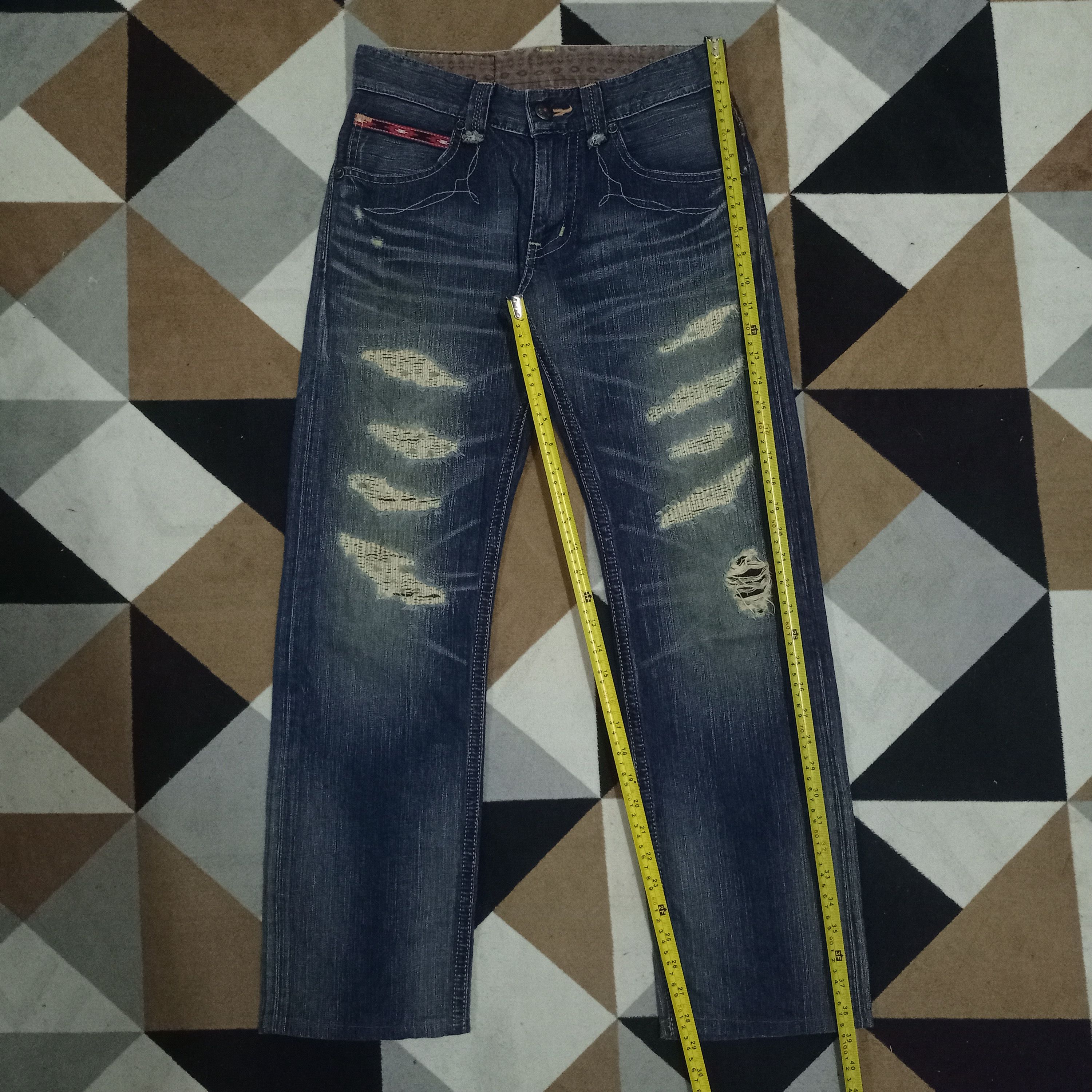 Edwin Exclusive Vintage Edwin XV Blue Wash Distressed Loose Jeans Size US 30 / EU 46 - 8 Thumbnail