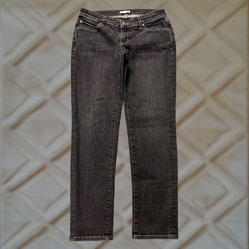 Eileen Fisher Eileen Fisher Jeans Womens 2 Black Straight Leg Mid Rise 5-Pocket Stretch Denim Button Zip Modern Minimalist Womens Size 26" / US 2 / IT 38 - 1 Thumbnail