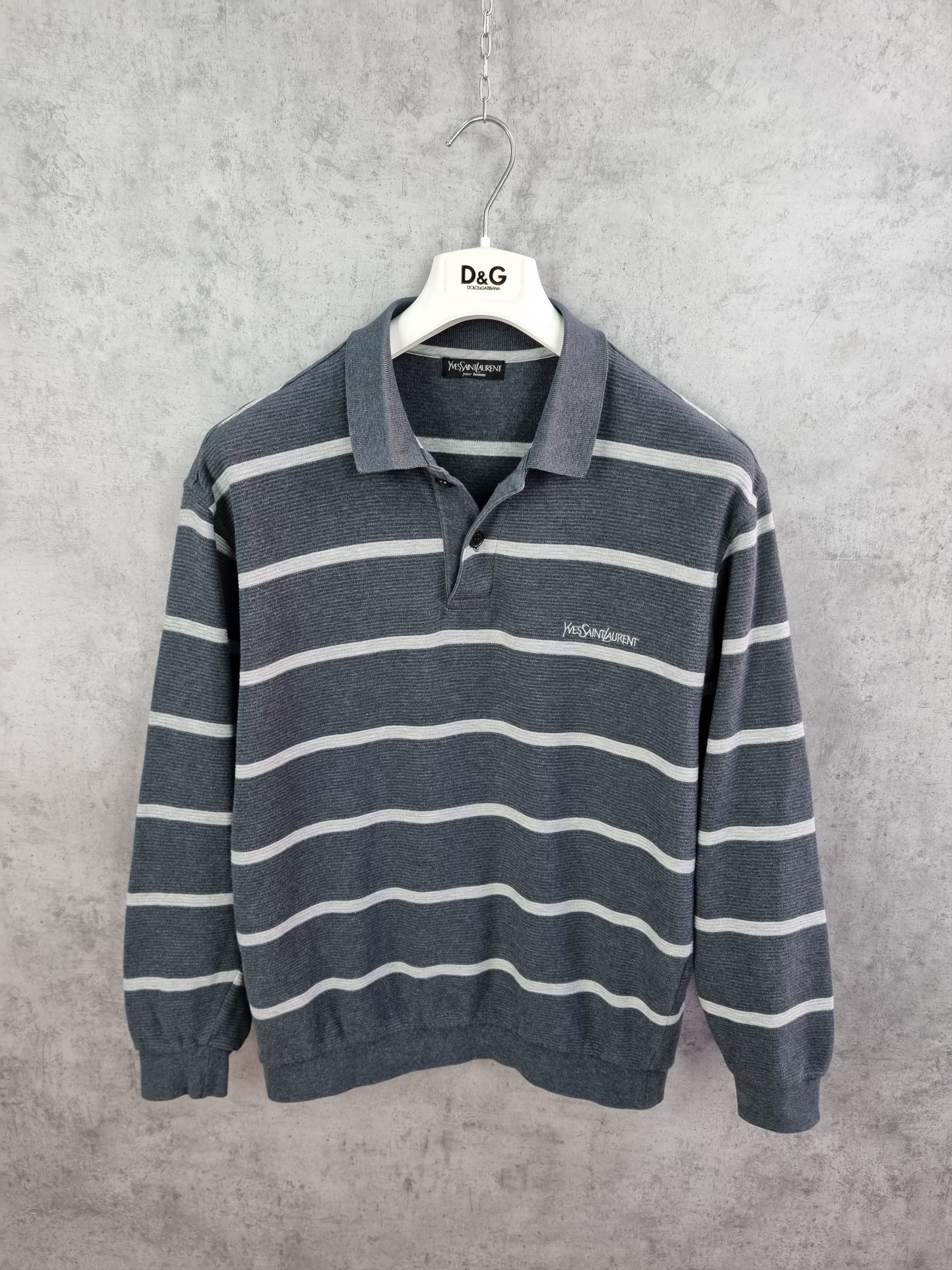 Vintage × Yves Saint Laurent 90s Yves Saint Laurent Pour Homme Striped Sweater Size US L / EU 52-54 / 3 - 16 Thumbnail