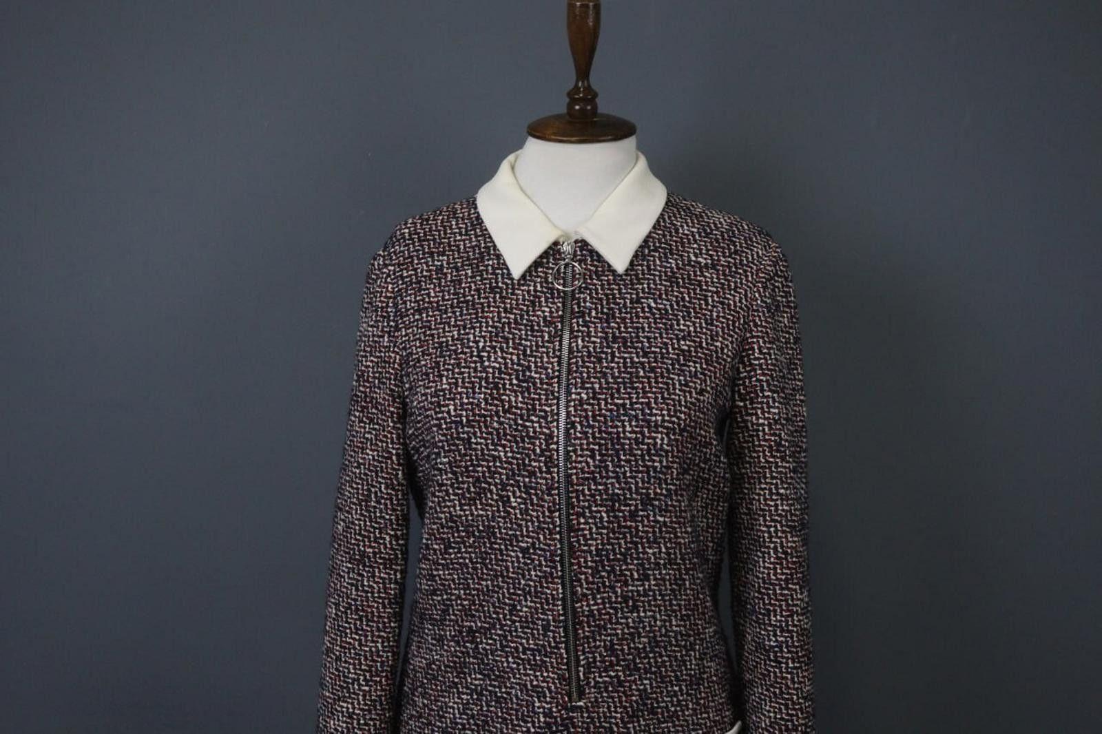Other Maje Multicolor Cotton Knitted Half Zip Shirt Dress Size 3 Size M / US 6-8 / IT 42-44 - 2 Thumbnail