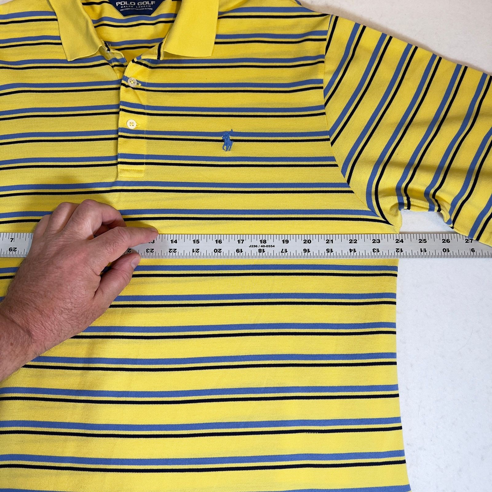 Polo Ralph Lauren Polo Golf 100 Pima Cotton Polo Shirt Men L Yellow Blue Strip Size US L / EU 52-54 / 3 - 5 Thumbnail