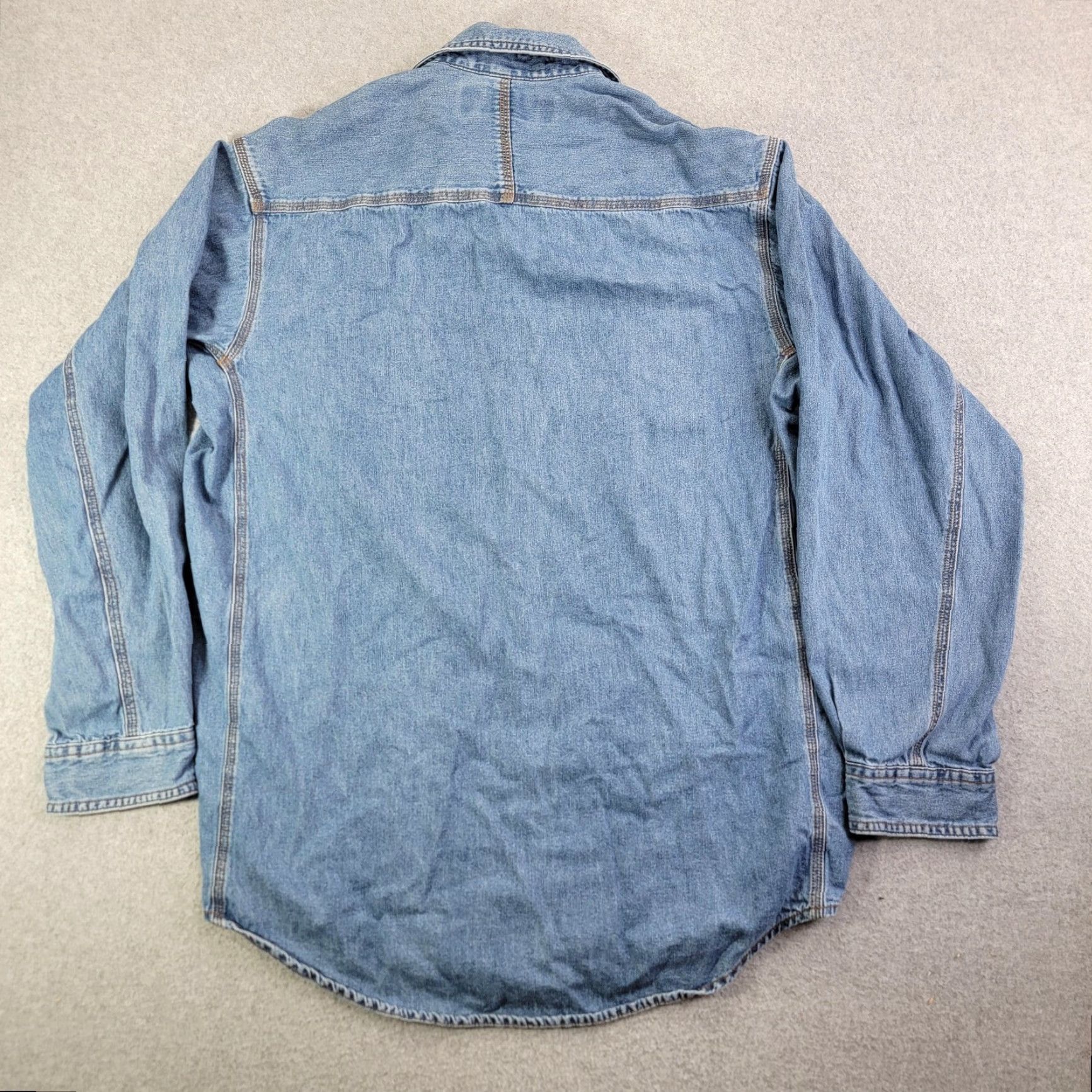 Wrangler Wrangler Riggs Workwear Shirt Mens Large Blue Denim Long Sleeve Button Front Size US L / EU 52-54 / 3 - 4 Thumbnail