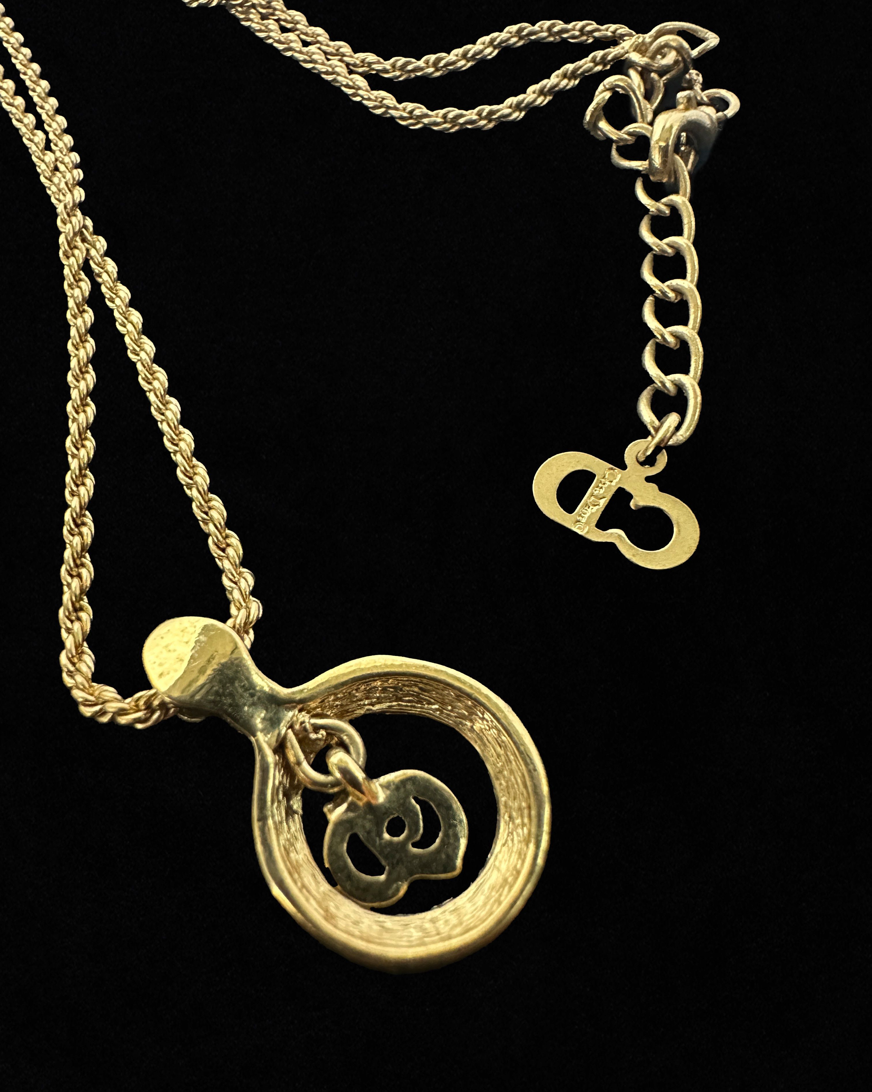 Dior Vintage Christian Dior CD Logo Crystal Accent Gold Necklace Size ONE SIZE - 2 Thumbnail