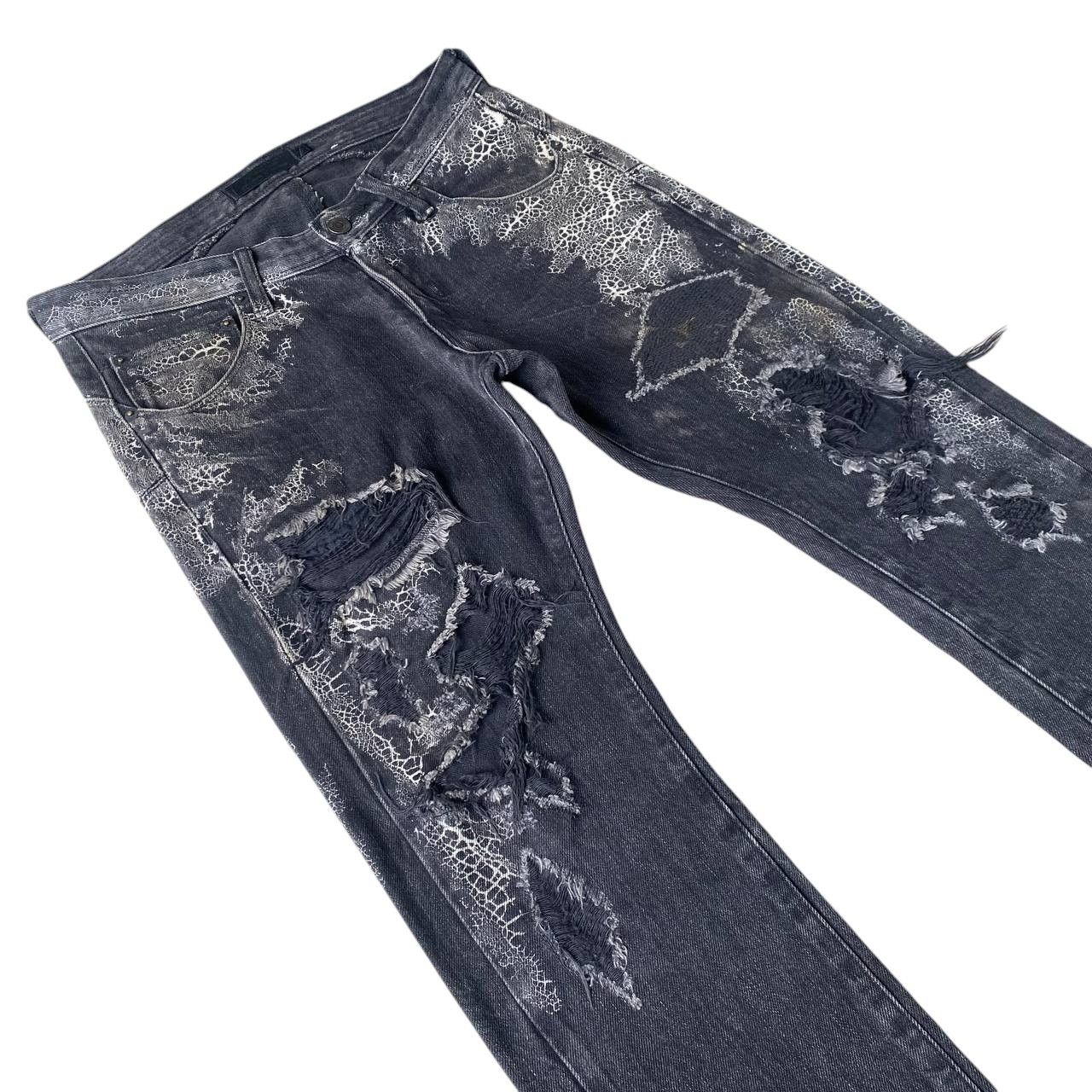 JACKROSE Rocker Jackrose LuvMaison Python+SpiderWeb Distressed Denim Size US 28 / EU 44 - 4 Thumbnail