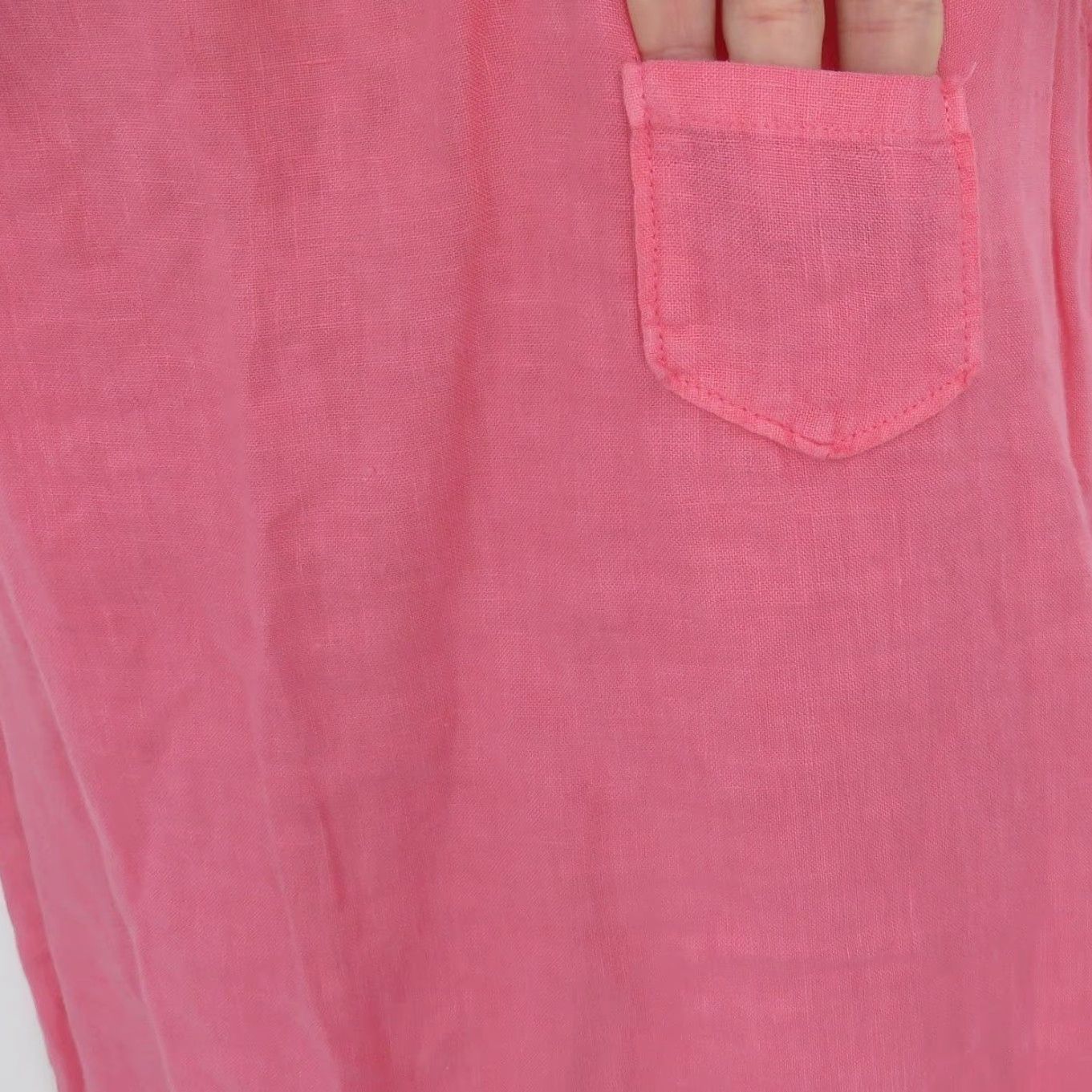 Hartford Hartford Women 1 US 4 Solid Pink Scoop Neck Sleeveless All Linen Sundress Dress Size S / US 4 / IT 40 - 3 Thumbnail