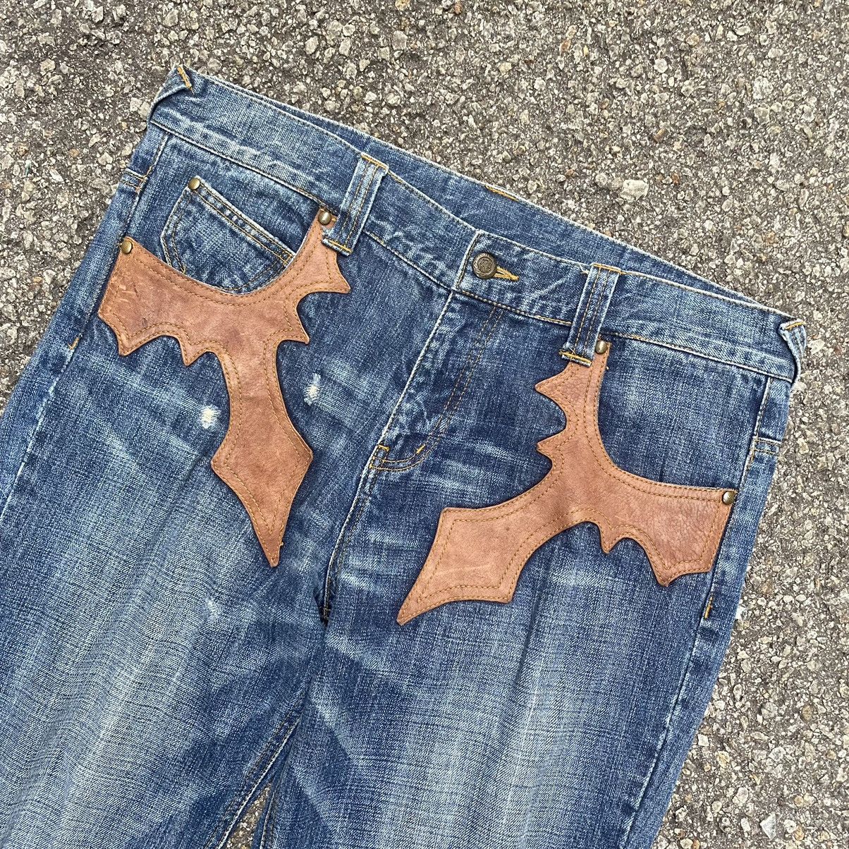 If Six Was Nine MCD Mcdmsion Leather Pocket Denim Punk Distressed Denim Size US 33 - 4 Thumbnail