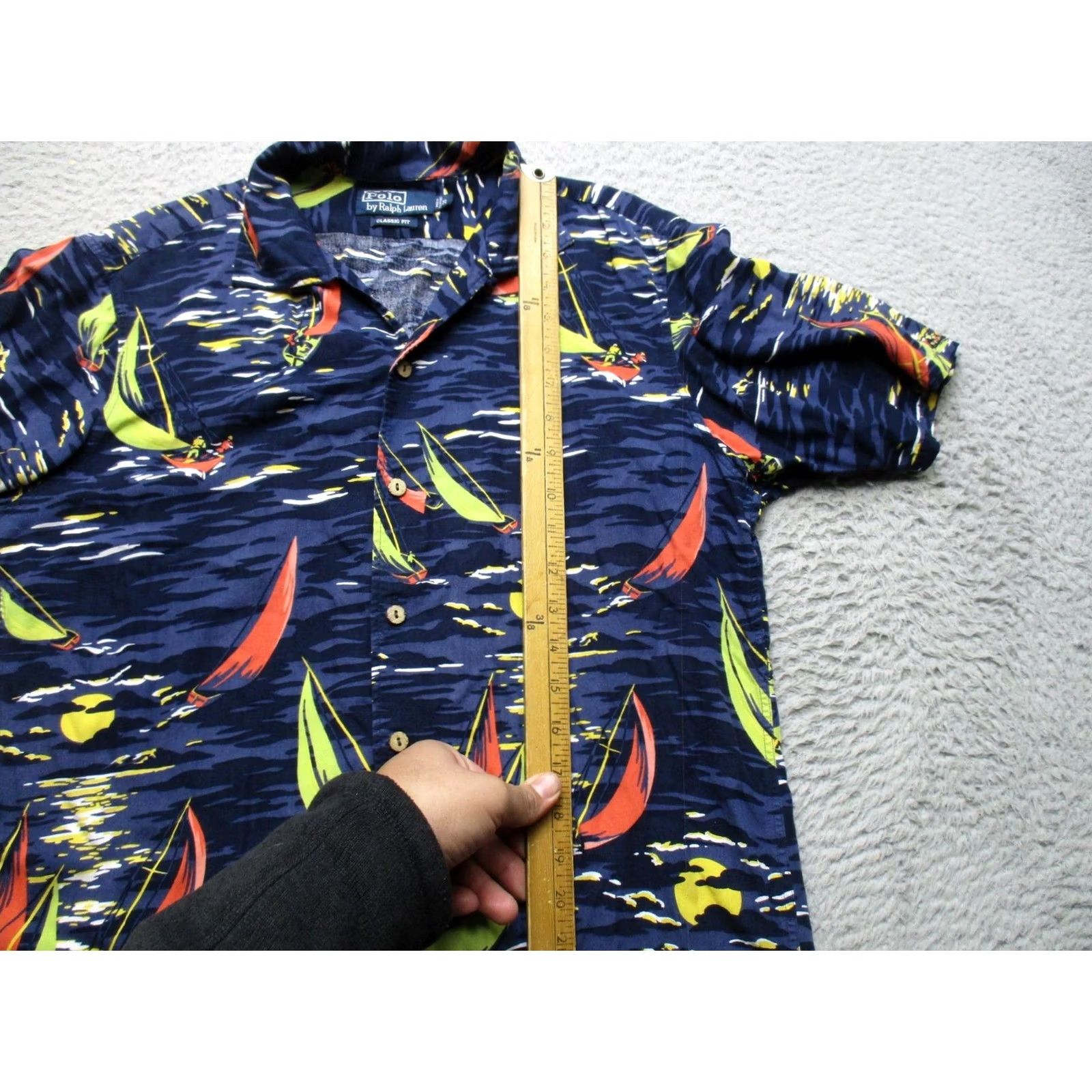 Polo Ralph Lauren VINTAGE Polo Ralph Lauren Hawaiian Shirt Mens S Sailboat Loop Collar Camp Button Size US S / EU 44-46 / 1 - 5 Thumbnail