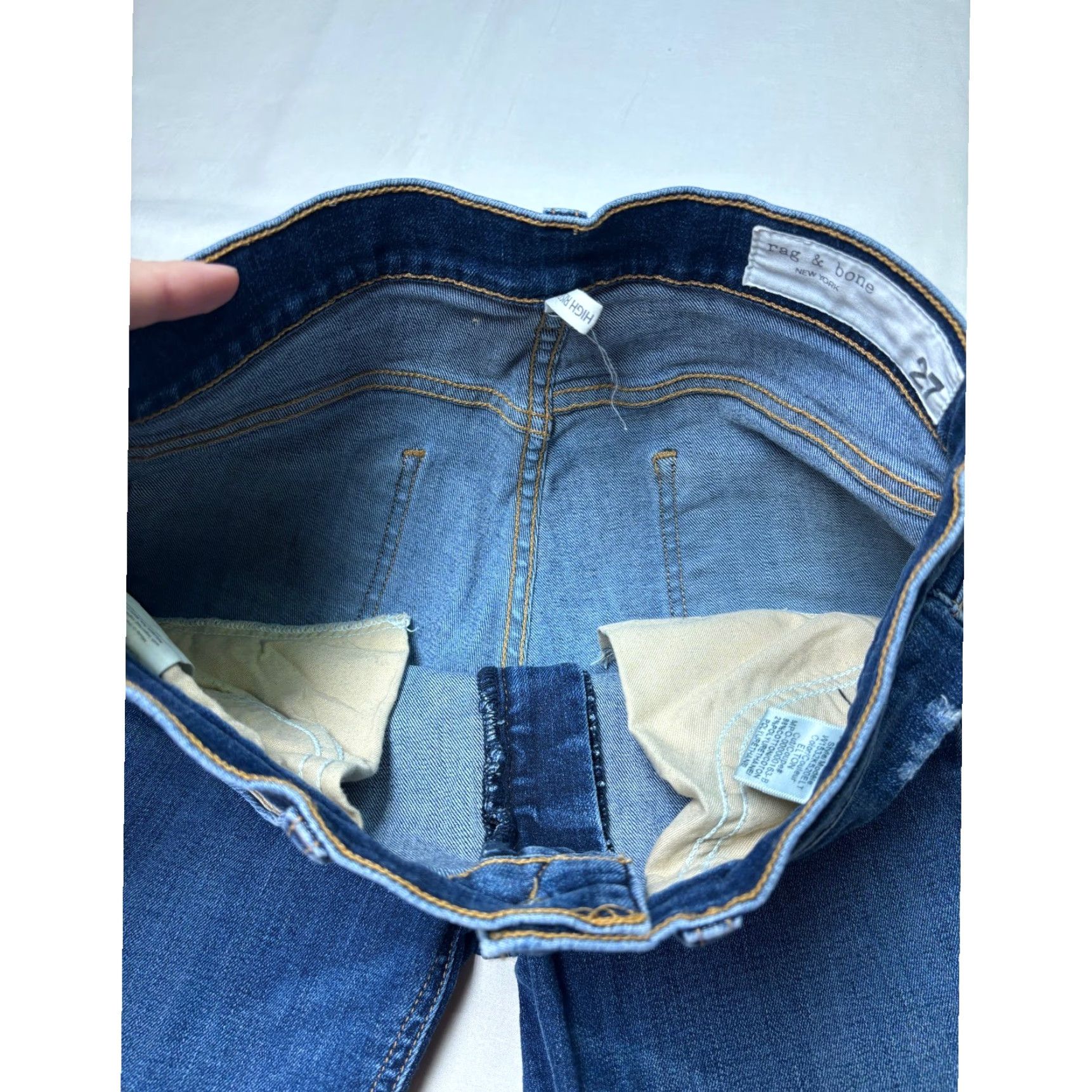 Rag & Bone Rag & Bone Jeans Elton High Rise Skinny Womens 27x29 Blue Distressed 5-Pocket Denim Slim Stretch Wool? Size 27" / US 4 / IT 40 - 4 Thumbnail