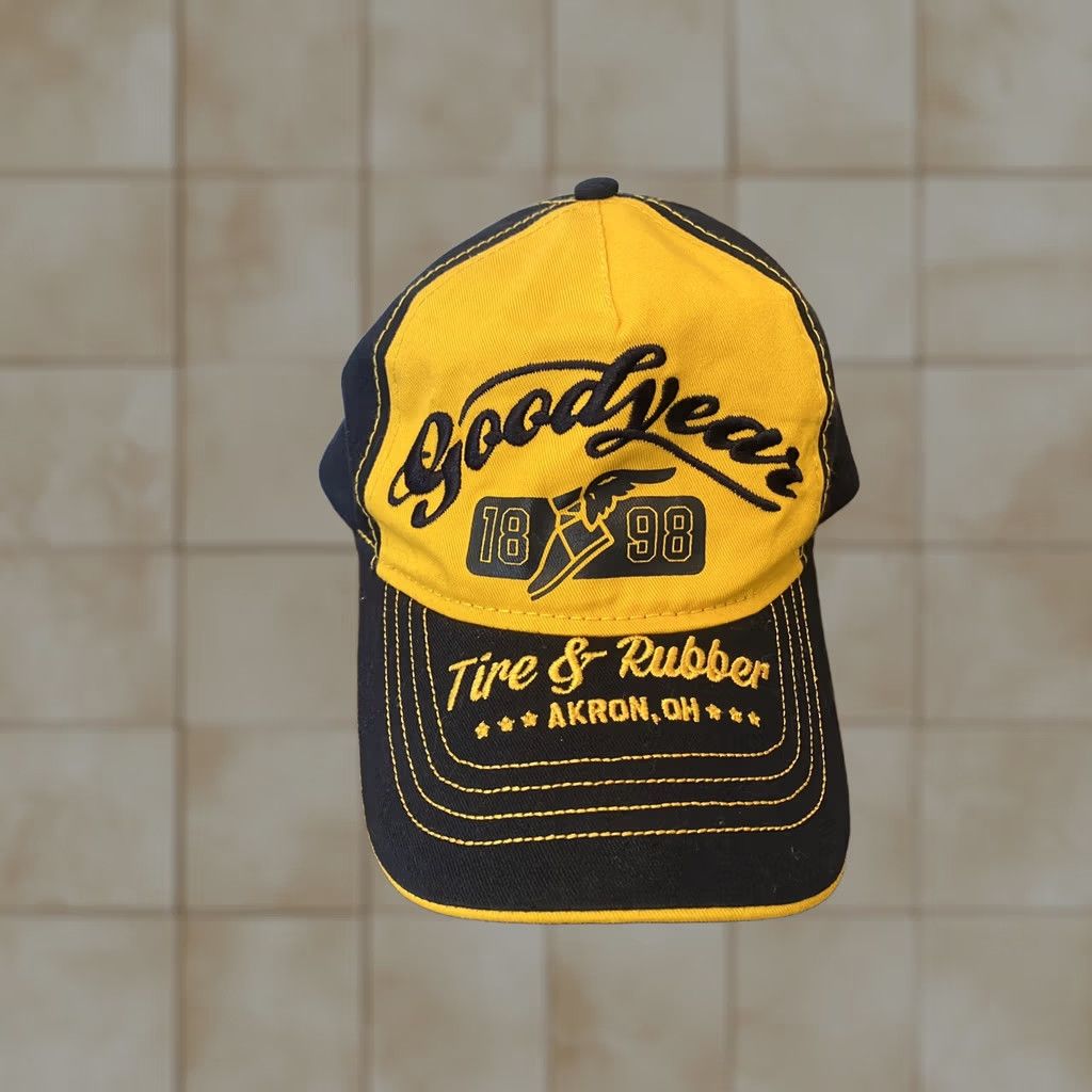 Vintage Goodyear 1898 Tire&Rubber Akron, OH Yellow Navy Snap Back Baseball Cap Unisex Adults Adjustable Canvas Cotton Hat Size ONE SIZE - 1 Thumbnail