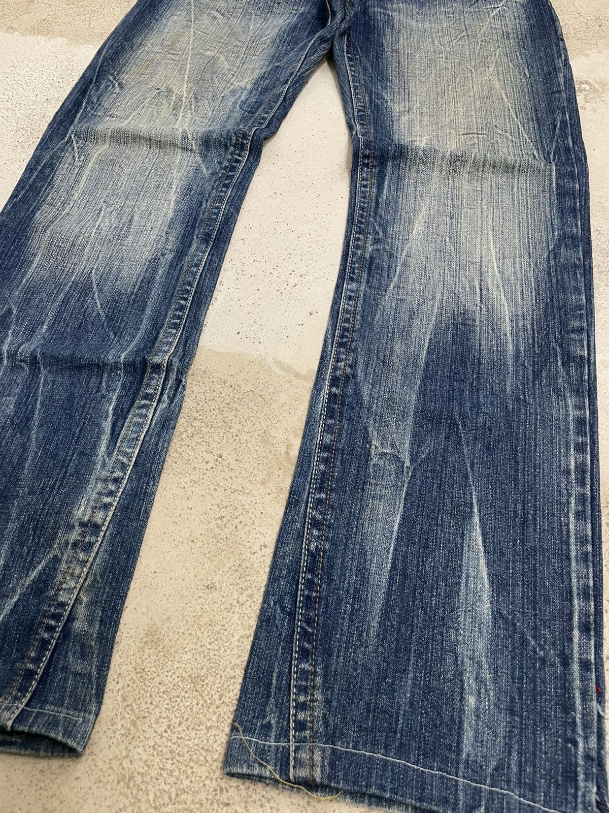 If Six Was Nine Raw Muddy Lightning Whisker Hard Stiching Buckle Back Denim Size US 30 / EU 46 - 8 Thumbnail